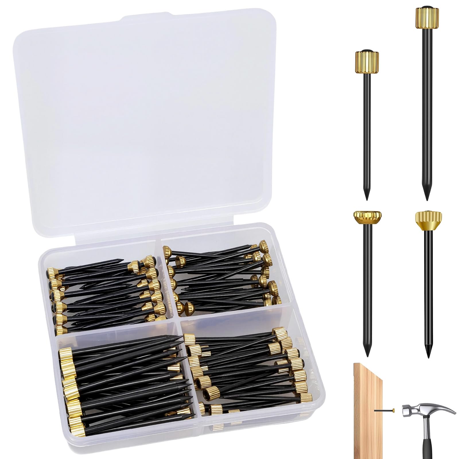 Stahlnägel Set, 120 Stück Rostfreie Betonnägel in 4 Größen,