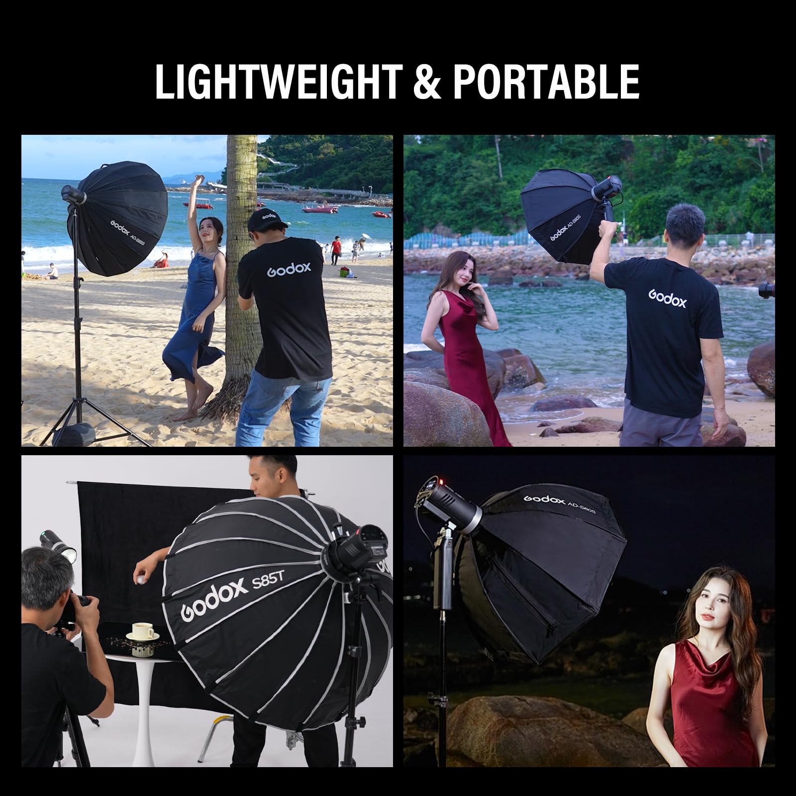Godox AD300Pro Studio Outdoor Stroboskopblitz, AD300 Pro 300 W 2,4 G TTL HSS 1/8000s Monolight Speedlite Licht, 2600 mAh Lithium-Akku, 0,01–1,5 s Recyclingzeit, 12 W zweifarbige, dimmbare (AD300PROII)