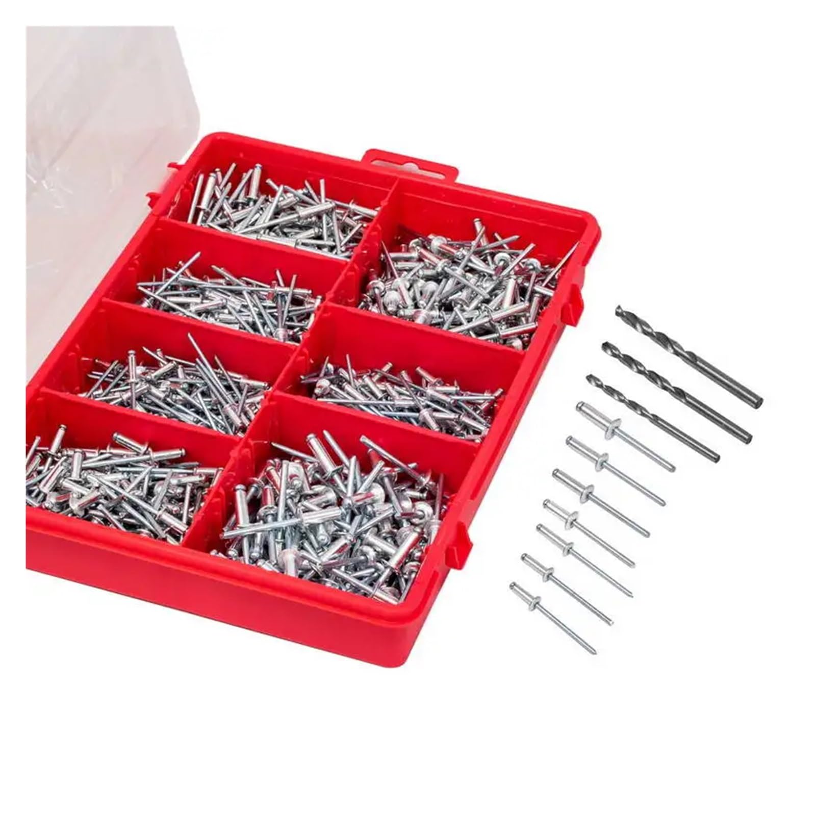 Kit surtido de remaches ciegos con cabeza de cúpula de aluminio de cabeza pequeña, 570 piezas + taladro, 3 piezas de clavos de cobre Remaches