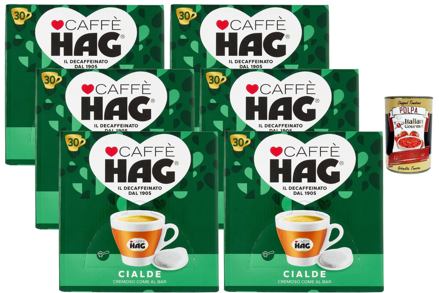 Italian Gourmet Hag Entkoffeinierte Kaffeepads 6x30 Stück 180 Pads 1,26kg