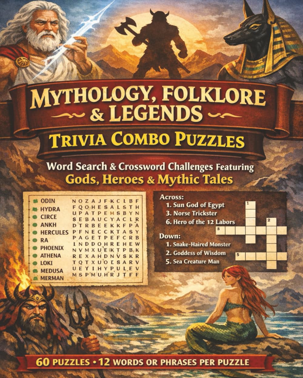 Mythology, Folklore & Legends Trivia Combo Puzzles: Word Search & Crossword Challenges Featuring Gods, Heroes & Mythic Tales