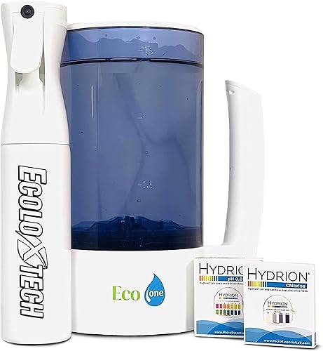 Generador portátil de ácido hipocloroso - con niebla ultrafina y papeles de prueba de cloro y pH - Suministros de limpieza para el hogar - Neblina