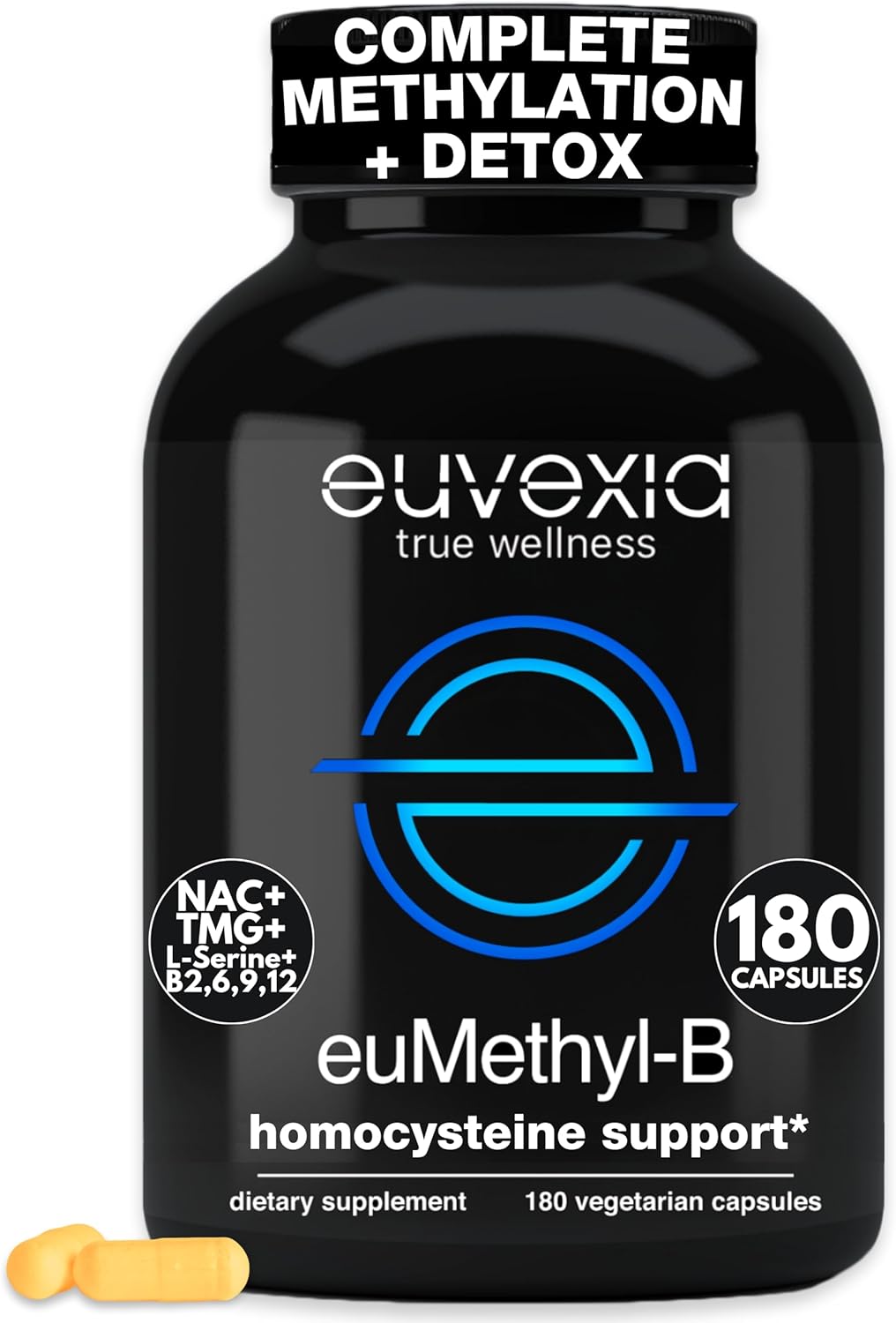 Product image of Methylated B Complex Vitamins Riboflavin B6 B12 Folate L-Serine NAC & TMG Supplements Brain Heart MTHFR Immune Support - Methylated Multivitamin L Methylfolate Active 5-MTHF (180) Dr Ekberg euMethyl-B