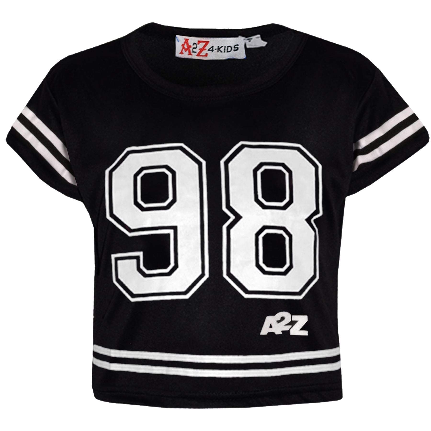 A2z 4 Kids Girls Black & White Top Kids 98 Trendy T Shirt - New Crop Top 98 7-8