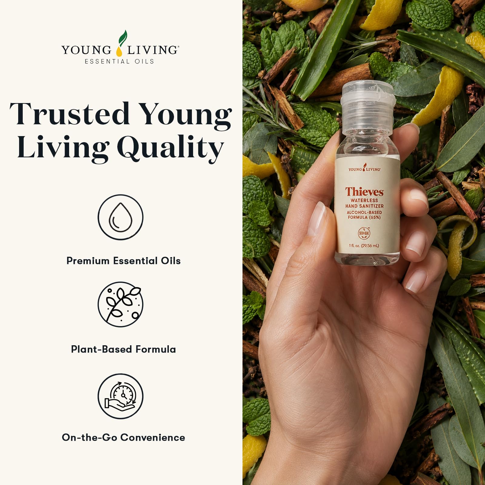 Young Living Thieves Waterless Hand Sanitizer 1 oz x 6 Pack | Quick-Drying Gel with Aloe & Essential Oils | Refreshing Botanical Scent | Travel Size Hand Sanitizer for Home Work Car & On-the- product thumbnail 7