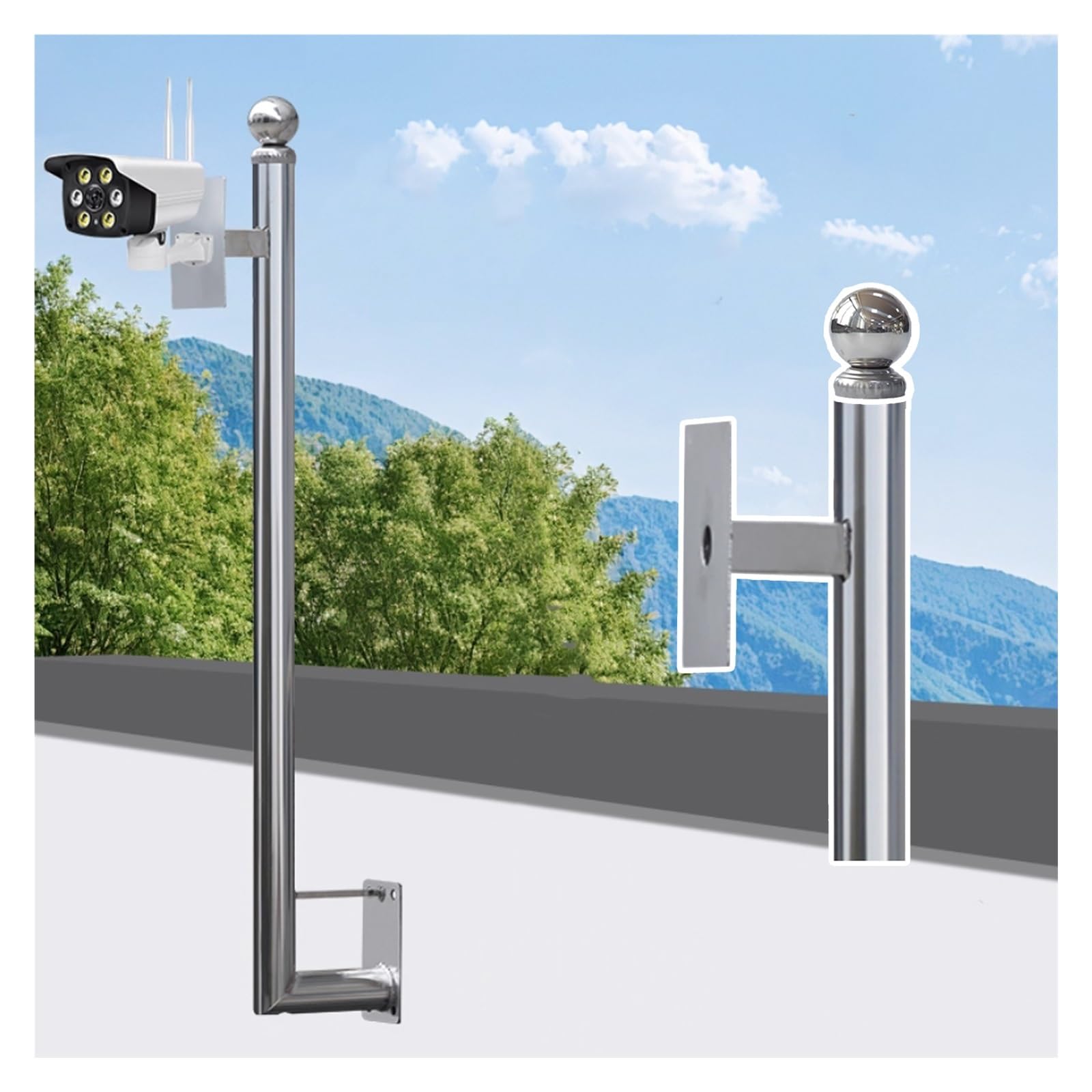 Soporte Universal de Pared para cámara de Seguridad: Soporte de Poste de Acero Inoxidable, Adecuado para vigilancia Las 24 Horas del día, los 7 días de la Semana, en Lugares como fábricas y