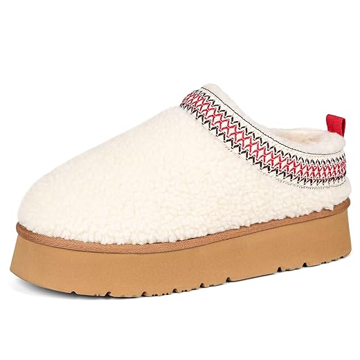 CCF Fuzzy Cute Platform Slippers for Women with Memory Foam Shoes Winter Slippers for Indoor and Outdoor