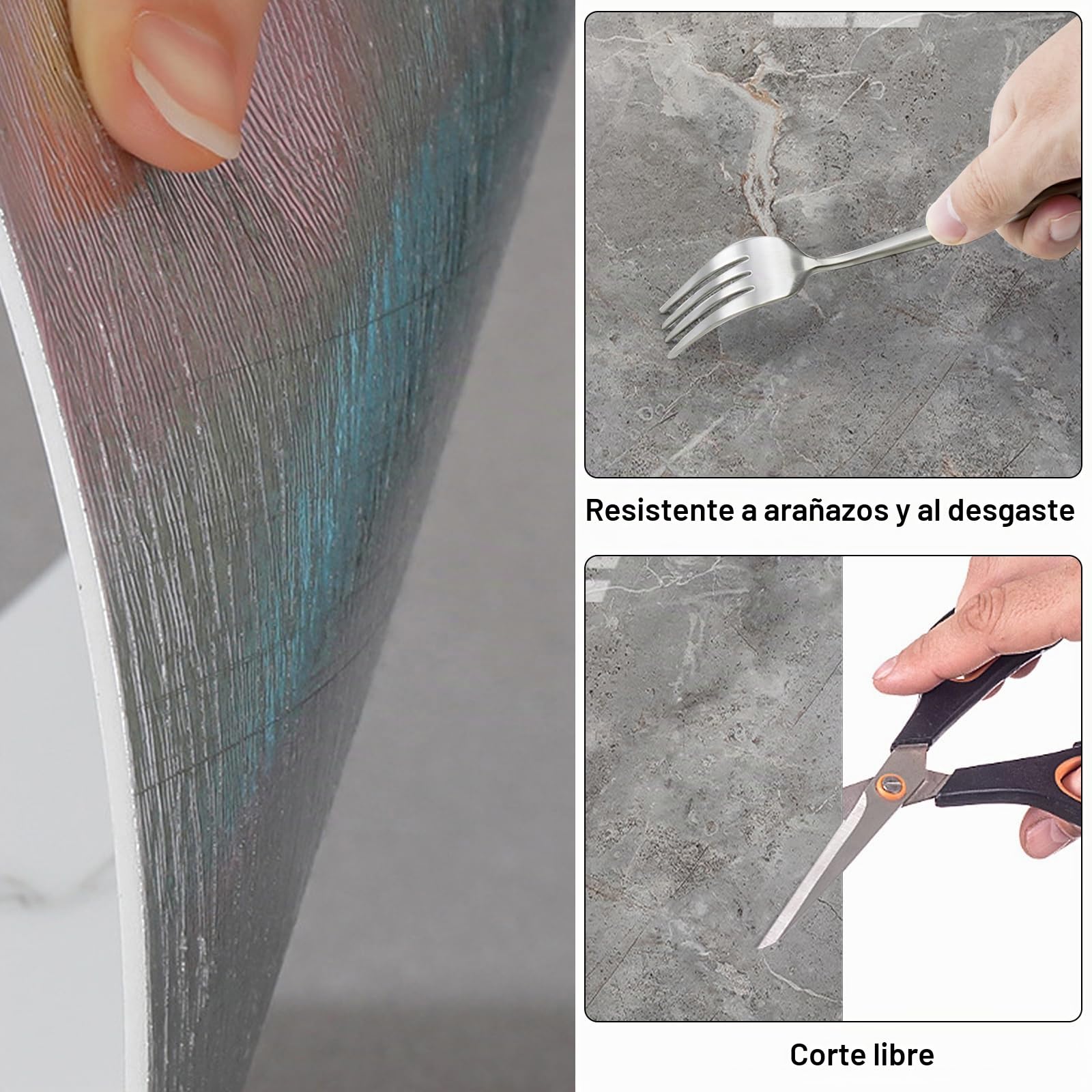 22 adhesivos para azulejos, efecto mármol, 30 x 30 cm, suelo de PET autoadhesivo, para cocina, baño, dormitorio, salón (gris arenisca)