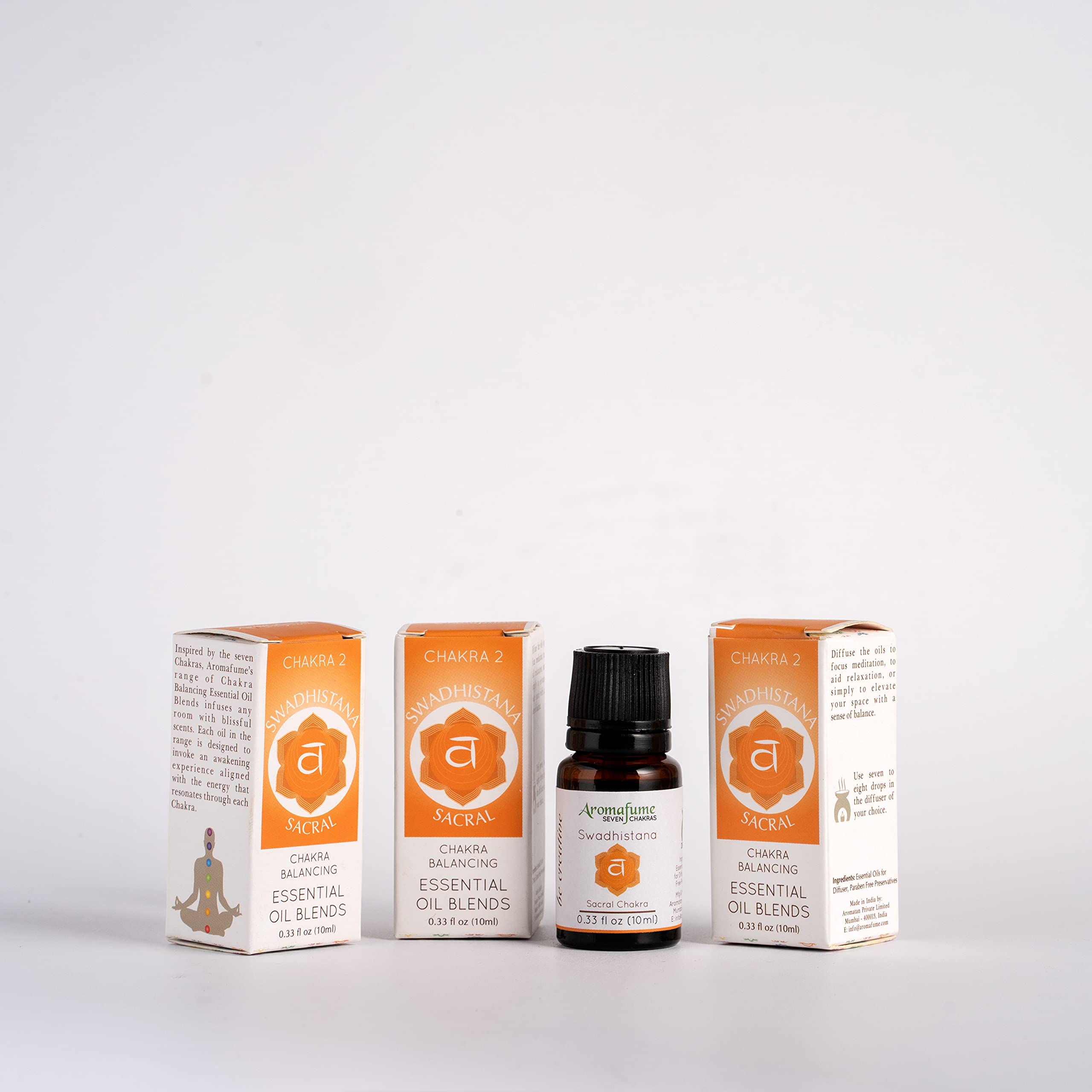 AromafumeSwadishtana - Creativity - Sacral Chakra Essential Oil Blend for Diffuser | 3 x 10ml | Pure Oil Blend - Natural Ingredients | Ideal for Meditation, Yoga, Relaxation & Chakra Alignment