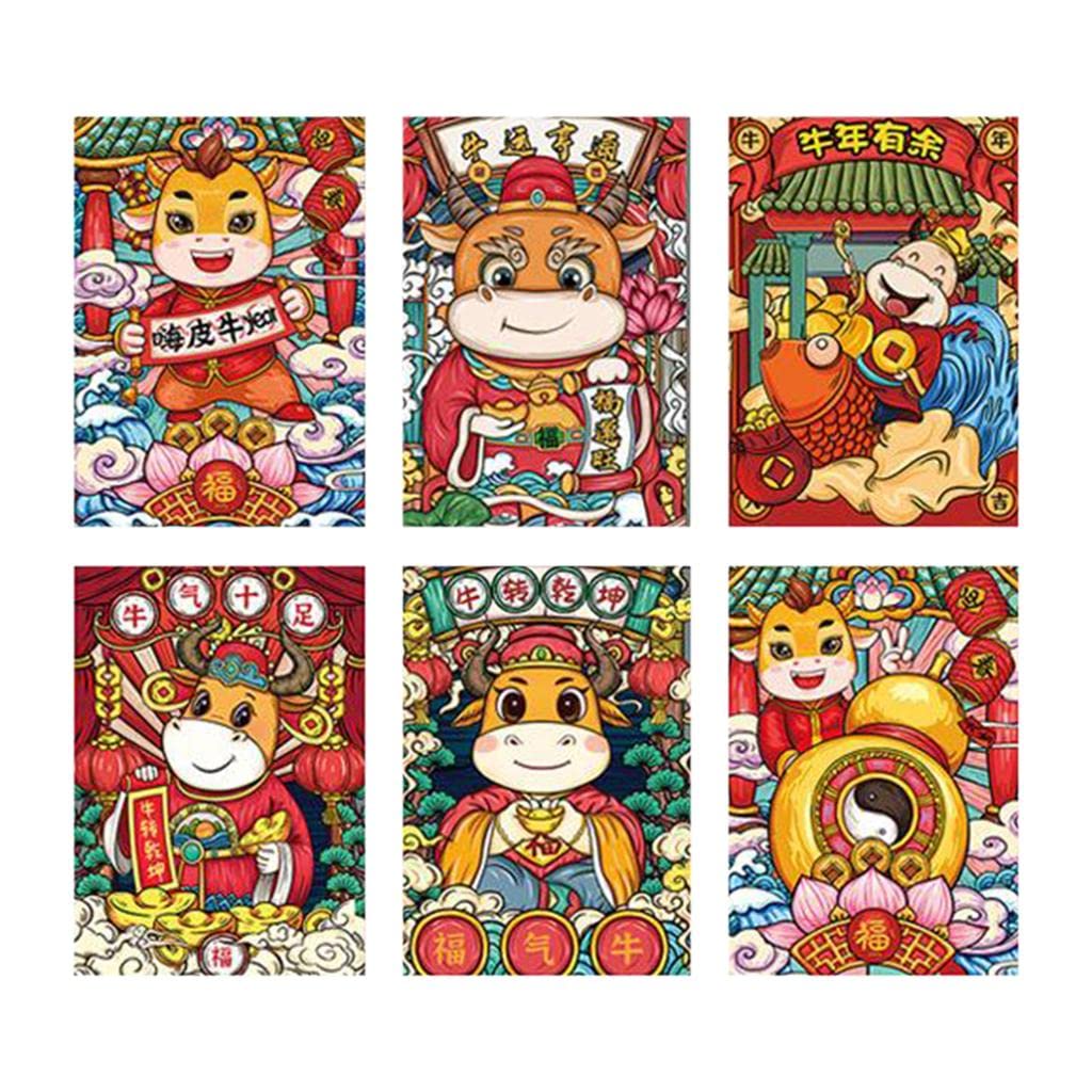 Ubersweet® 6pcs Chinese New Year Red Envelope 2021 Ox Hong Bao Lucky Money Bag Style9-image-6