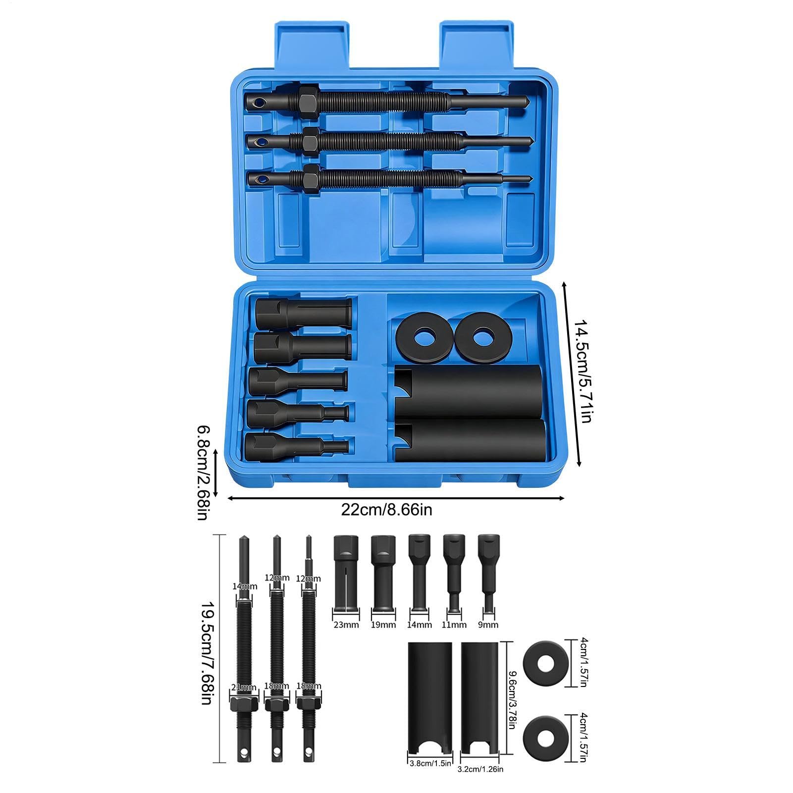 Estrattore per cuscinetti interni, 12 pezzi, 9-23 mm, resistente
