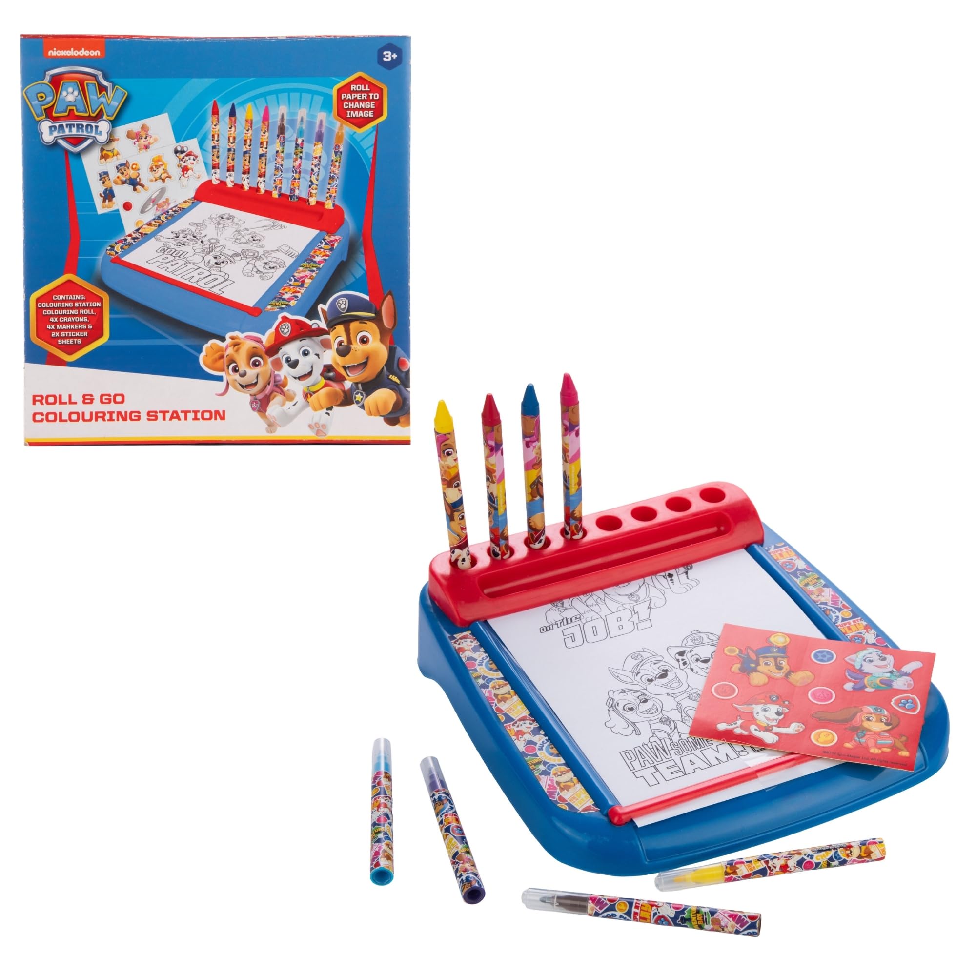 Paw Patrol Roll & Go Colouring Mat | Portable Art Station with Crayons, Felt Tips, Stickers & Roll-Up Paper | Travel-Friendly, Screen-Free Creative Toy for Kids Ages 3+