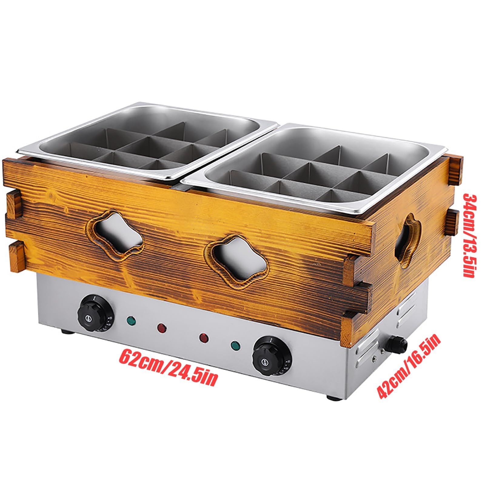Macchina di Cottura a 9 Celle Oden Pot ODEN, Acciaio Inossidabile, Temperatura Regolabile 60-200 ° C, partizioni Rimovibili, apparecchio di Cottura Versatile per ristoranti 585x370x295mm
