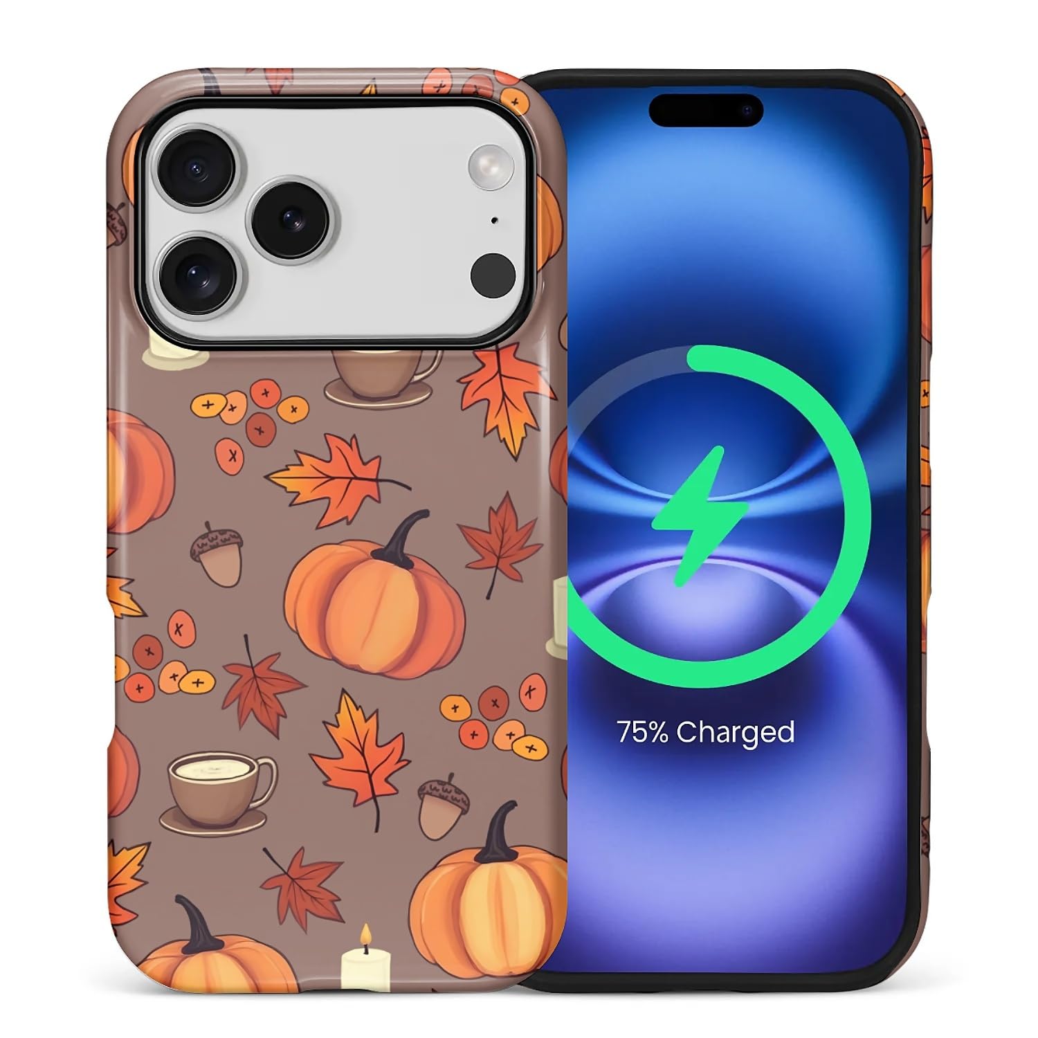 for iPhone 17 Pro Case for Women Girl Men Boy, Compatible with MagSafe, Shockproof Soft Silicone & Hard PC Shell Protective Case for iPhone 17 Pro - Pumpkin Halloween Fall Pumpkin Halloween Fall IPhone 17 Pro