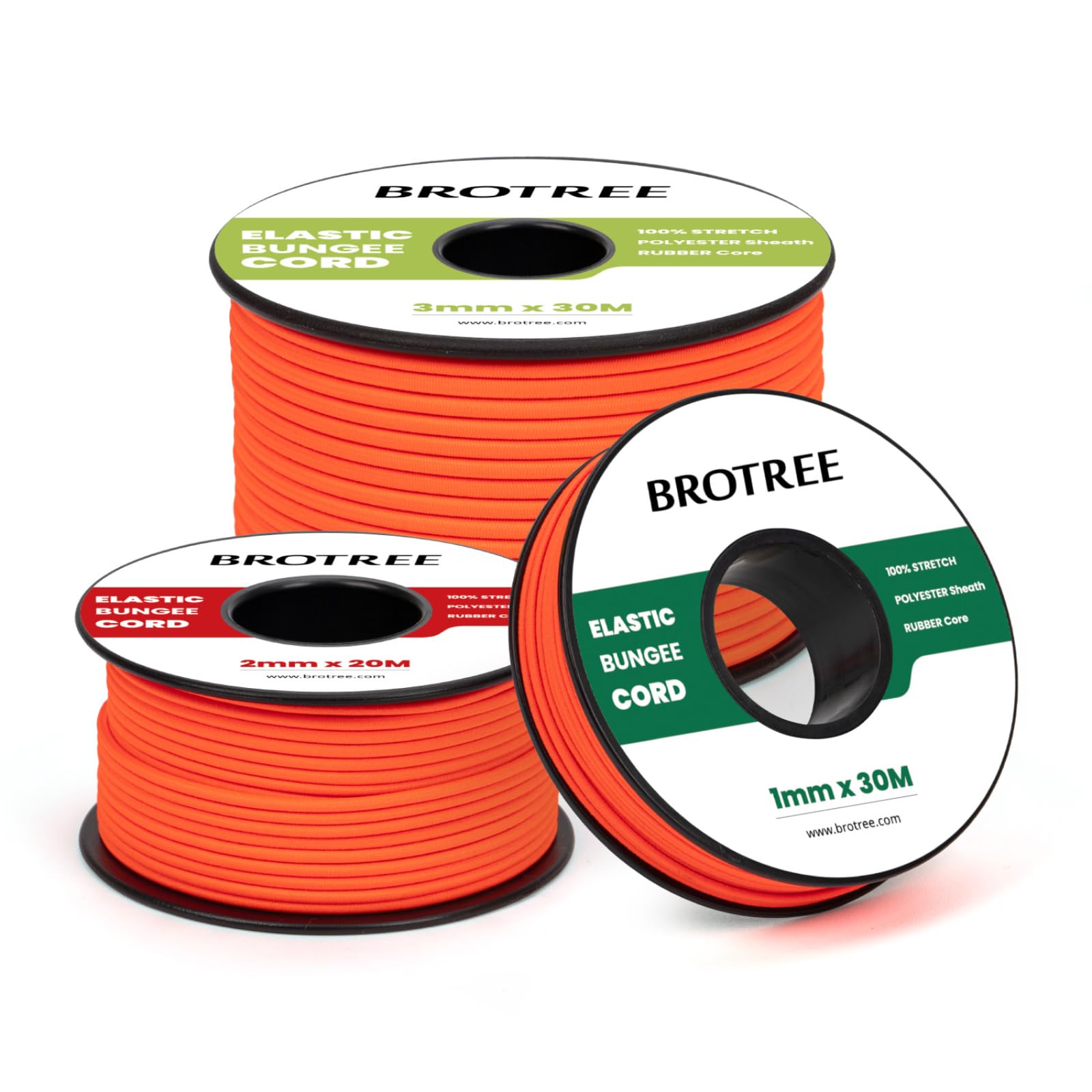 Brotree Gummiband Gummischnur 1mm x 30m Gummikordel Elastische Schnur für Armbänder, Halsketten, Nähen, DIY, Handwerk, Schmuck, Zelt, Rucksack - Neonorange