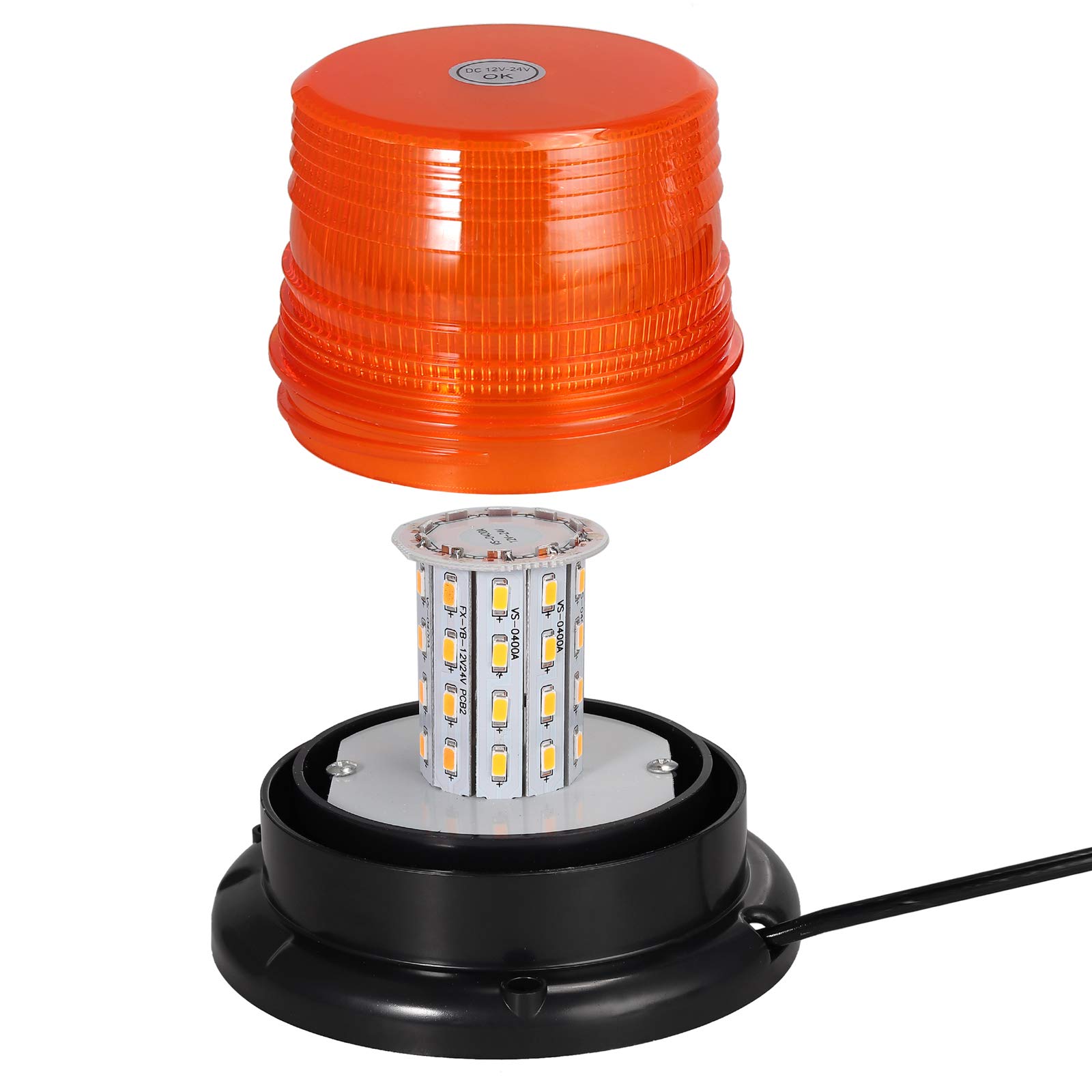 PROZOR Gyrophare Orange 40 LEDs Girophare LED Vehicule 40W 12/24V E-mark Clignotant Magnétique d'Urgence Avertissement Strobe ON/OFF, 7 Modes Flash IP67 Lumière Balise Ambre avec 5M Allume-Cigare