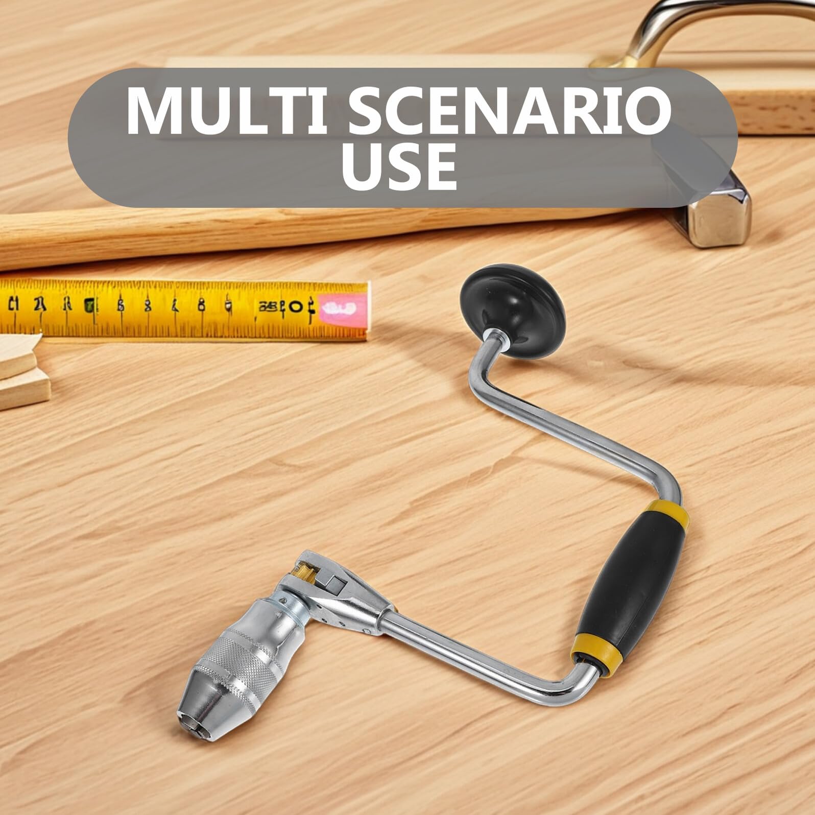 Taladro Manual Tipo Berbiquí De Acero Con Férula De 4 Mordazas, Multifuncional Para Carpintería, Broca Pequeña De 30 Cm Para Bricolaje y Perforación En Madera y Paredes