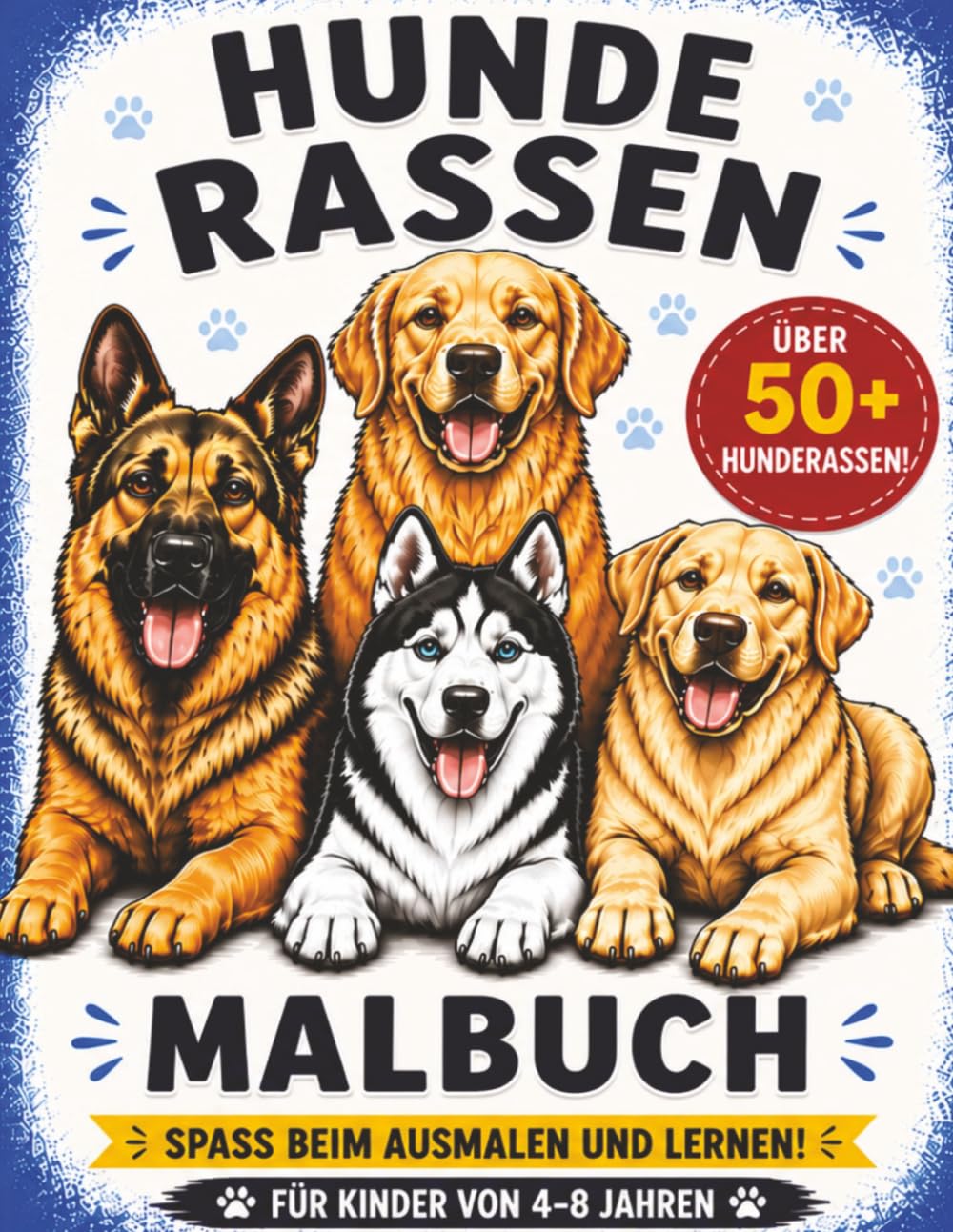 Hunderassen-Malbuch: Über 50 tolle Hunderassen zum Ausmalen für Kinder von 4–8 Jahren
