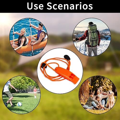 Miniatura 6 de 6 silbatos de supervivencia de emergencia con cordón ajustable silbato de seguridad reflectante para camping senderismo barco naranja amarillo