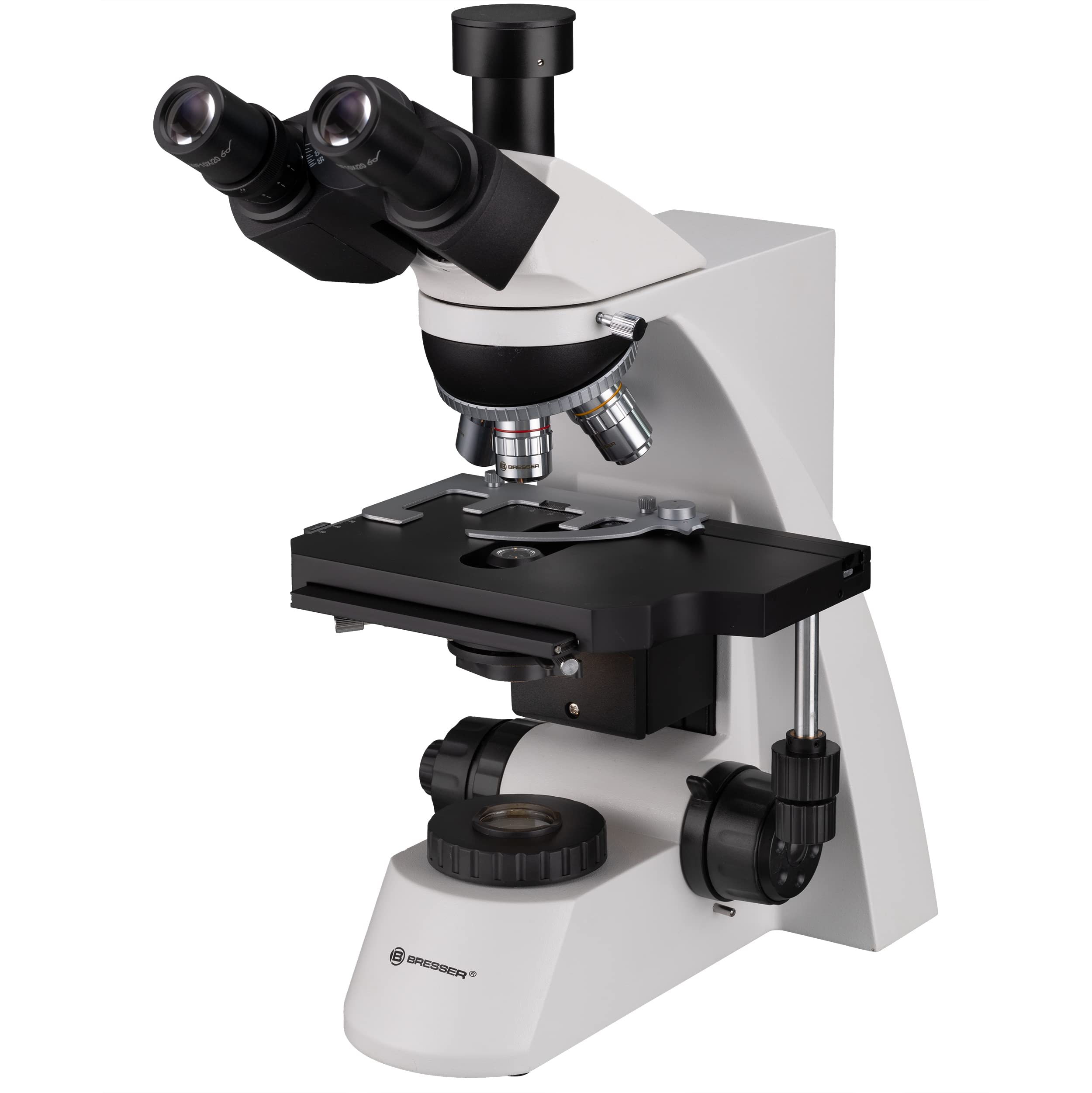 Bresser 5760100 Science TRM 301 Microscopio | Illuminazione Köhler trasmessa, Tubo fotografico trinoculare, Tavolino meccanico, Condensatore Abbe, Fuoco macro e fine