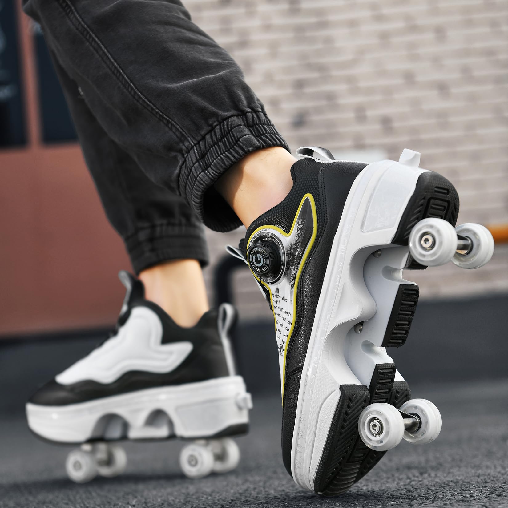 Schuhe mit Rollen – Sneaker 4 Rollen, Rollschuhe Skateboard Schuhe für Mädchen Jungen Damen Kinder Skate Shoes Sportlich Sneaker mit Verstecktes Räder Party Geburtstag Weihnachten