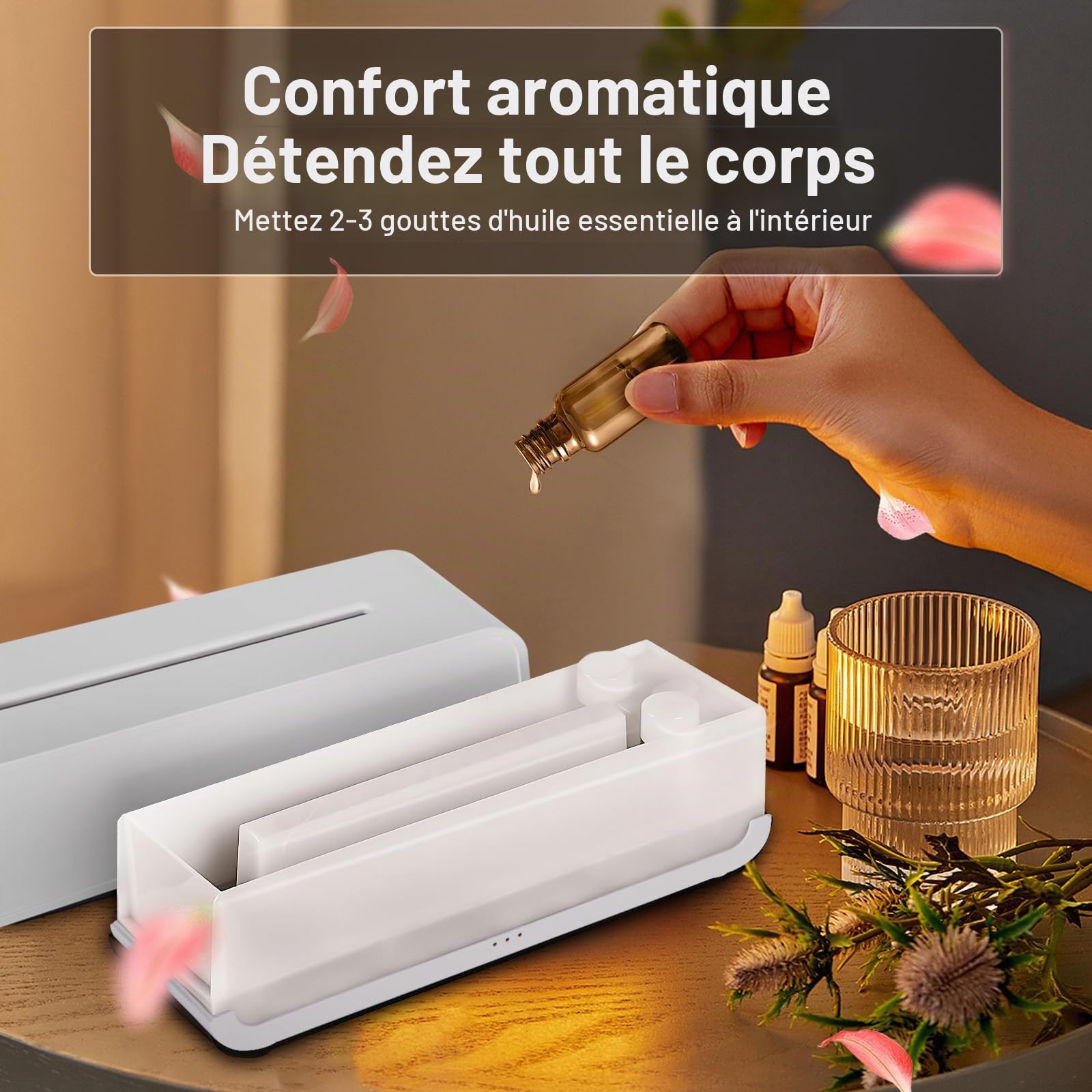 IEEILULU Diffuseur Huiles Essentielles Flamme, Diffuseur Parfum Maison avec Télécommande, 7 Types de Lampes LED avec Minuterie, Idéal pour la Maison Bureau Sport