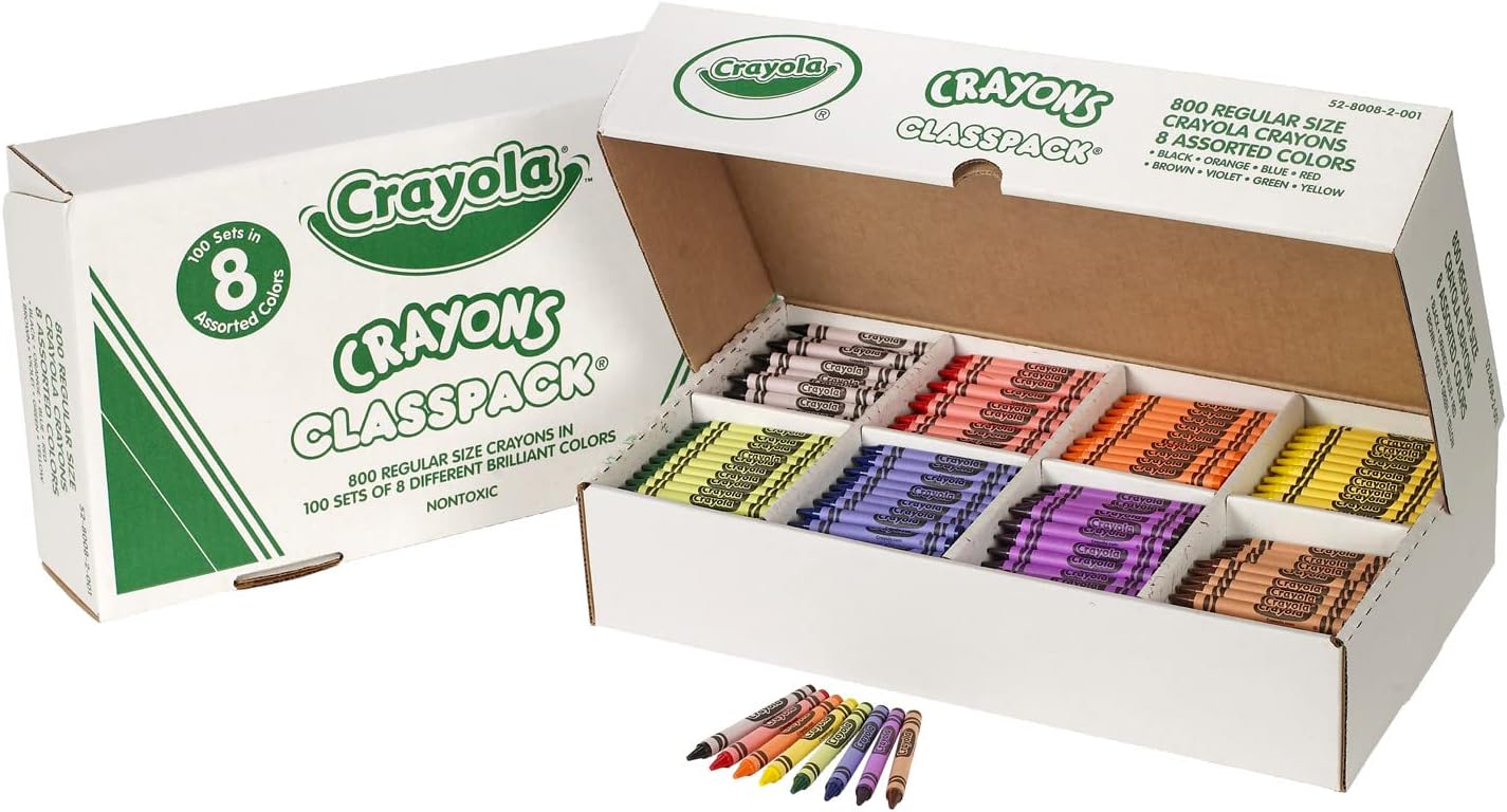 Crayola Crayon Classpack, School Supplies, Regular Size, 8 Colors, 800
