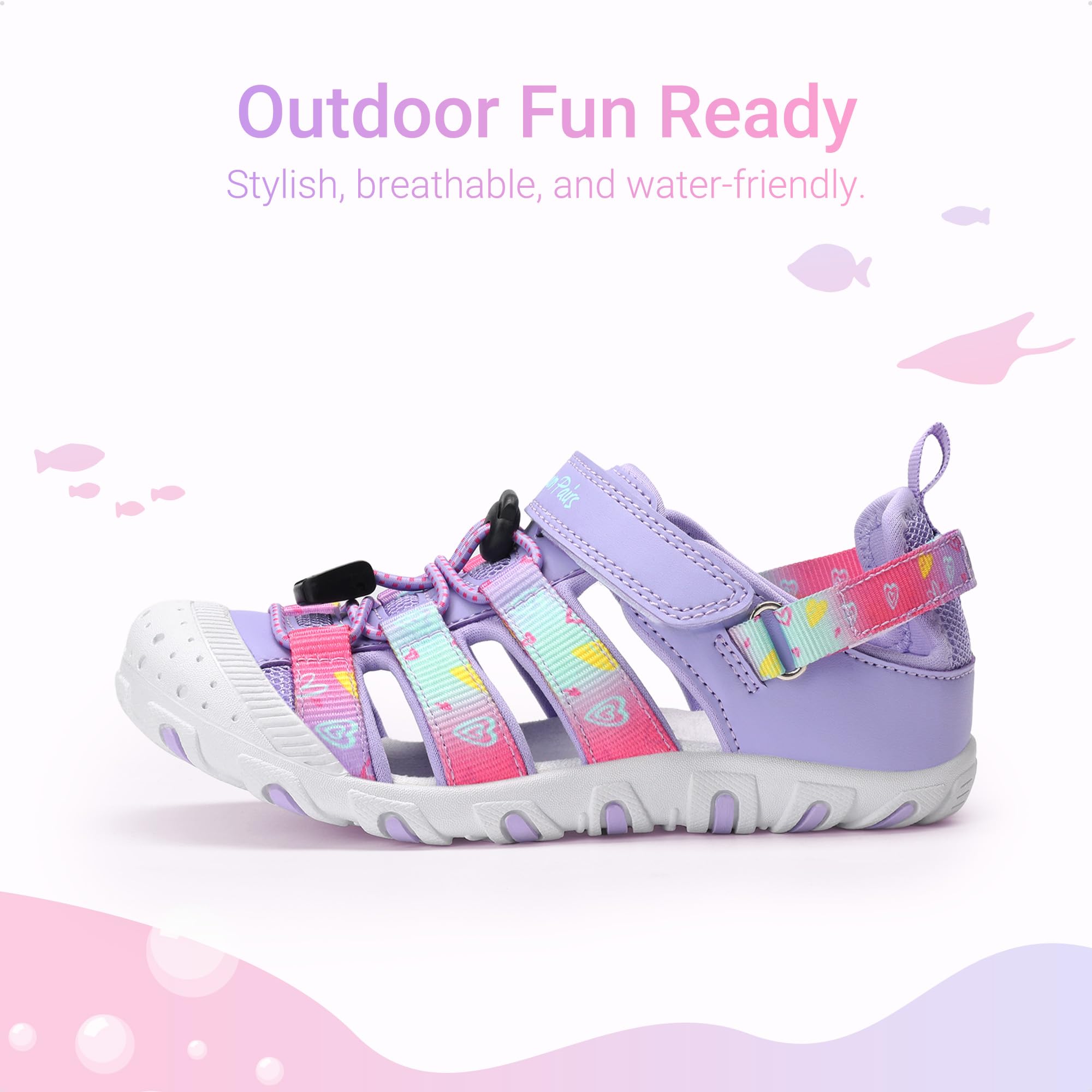 DREAM PAIRS Boys Girls Outdoor Athletic Sport Sandals Summer Hiking Beach Casual Closed Toe Rainbow Multicolor for Toddler/Little/Big Kids - 5