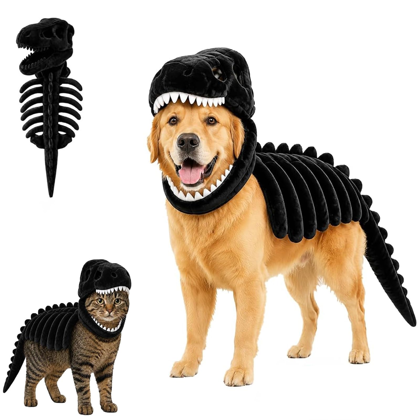 Dog Cat Pet Dinosaur Skeleton Costume,dog Halloween Costumes (black,90cm)