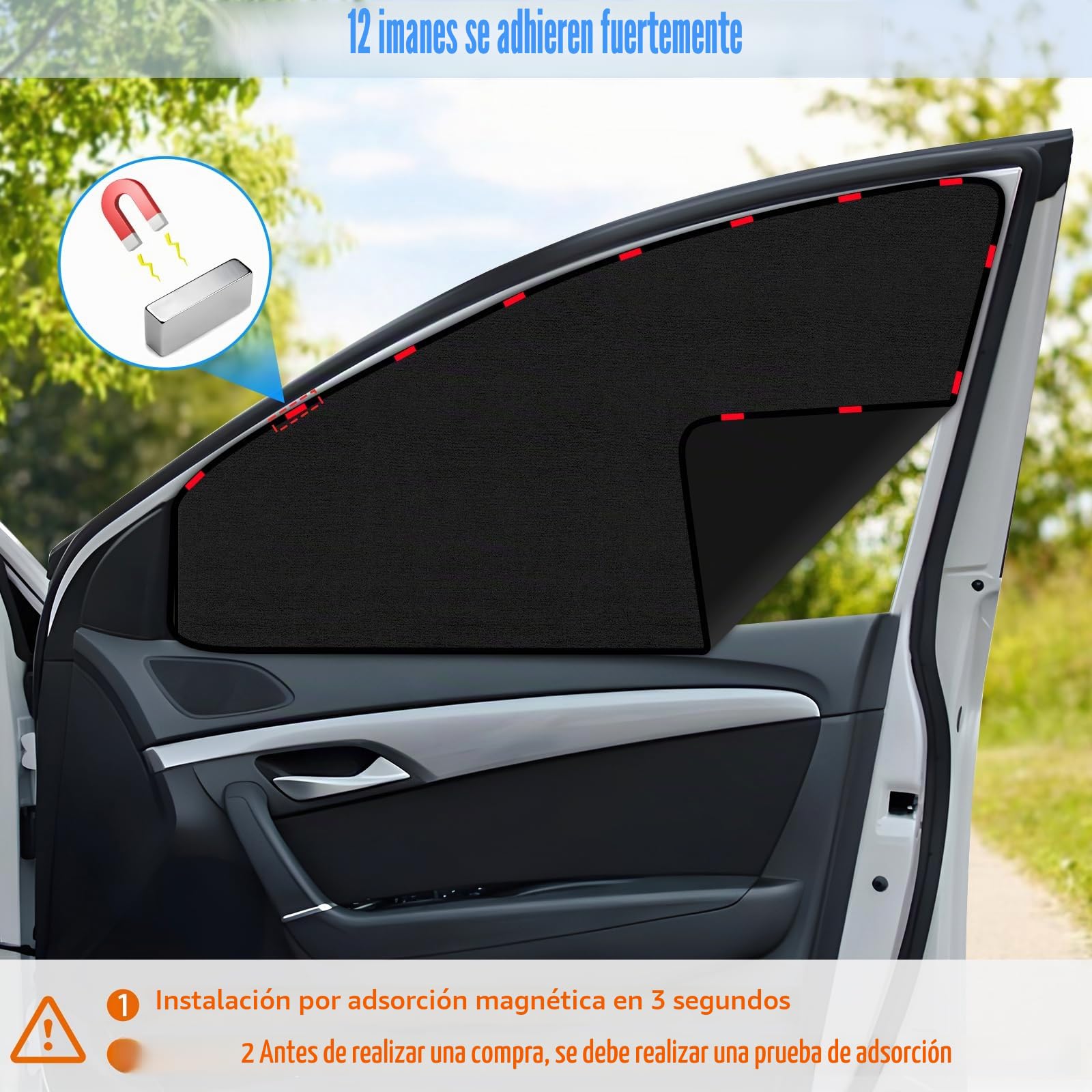 ZATOOTO Parasol Coche Lateral magnético, Parasol Coche de Rayos UV, Protege a niños y Mascotas en el Asiento Trasero, Proporciona privacidad, 2-Pack, 3 Tamaños,80 * 50cm