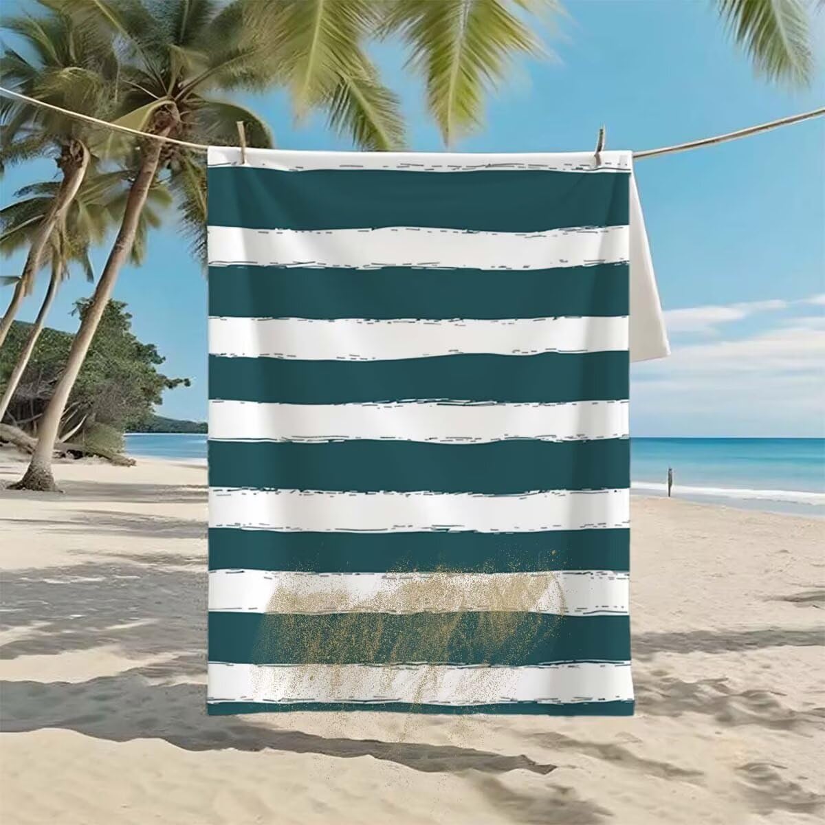 Toalla de Playa Grande 220x100cm/35x70cm, Juego de 2 Toalla Microfibra XXL de Antiarena, Toallas Playa Suave Ligera, Absorbente Secado Rápido, Beach Towel Viaje Yoga, Regalo Mujer Hombre (Verde) C-52