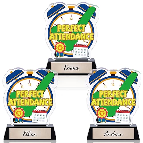 MTLEE 3 Pack Perfect Attendance Trophy, 5" Acrylic Perfect Attendance