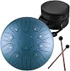ANTETOK Hand-pan Steel Tongue Drum Kit, 11 Notes 12 Inches Hand Drum Percussion Instruments with Carry Bag Mallets for Meditation Entertainment Decompression Music and GiftC Key, Green