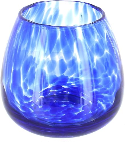 Jarrón y portavelas de confeti de cobalto y confeti de rosa azul