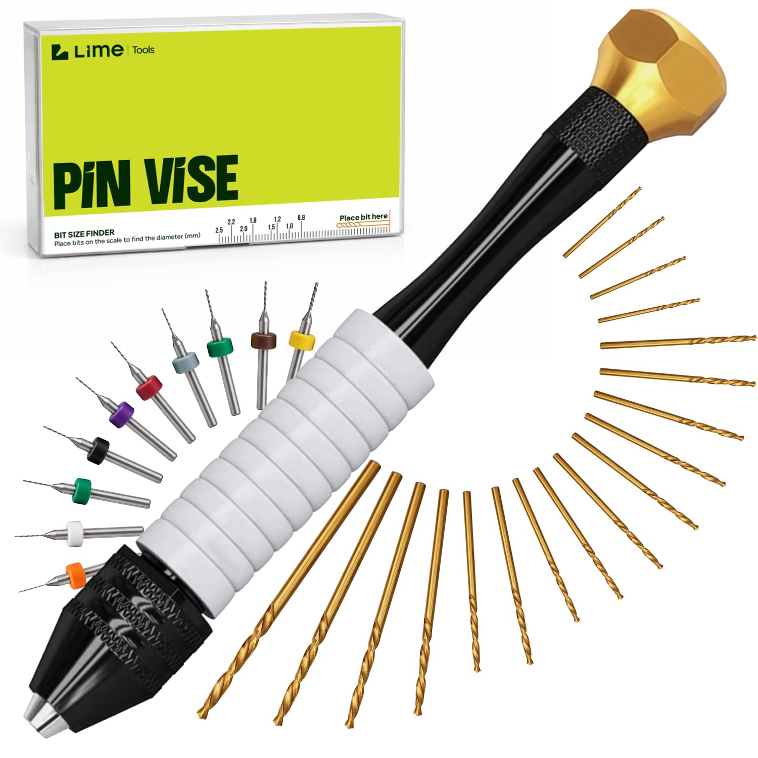 Pin Vise Hand Drill Manual, Micro Drill Bits Set with Pin Vise | Small Hand Drill - PCB Mini Bits for Resin Beads Polymer Clay | DYI Jewelry Making
