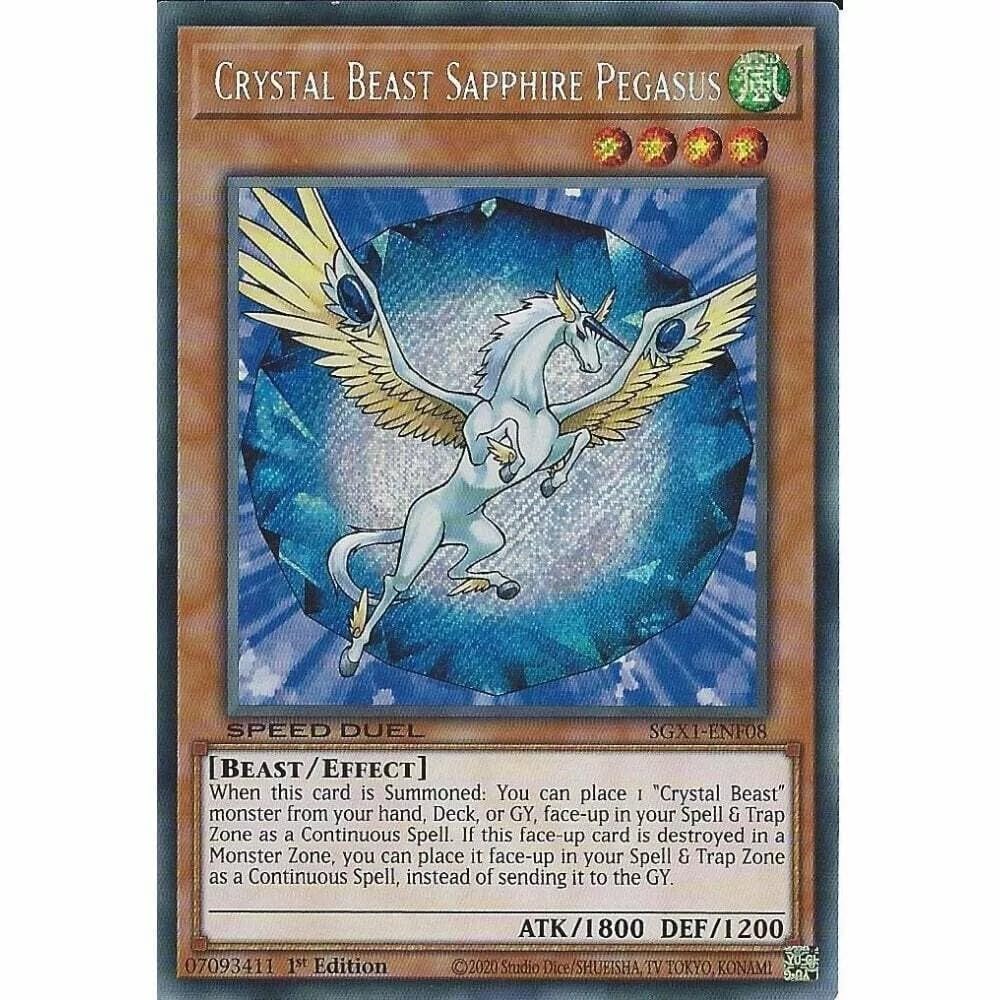 SGX1-ENF08 Crystal Beast Sapphire Pegasus Secret Rare Trading Card