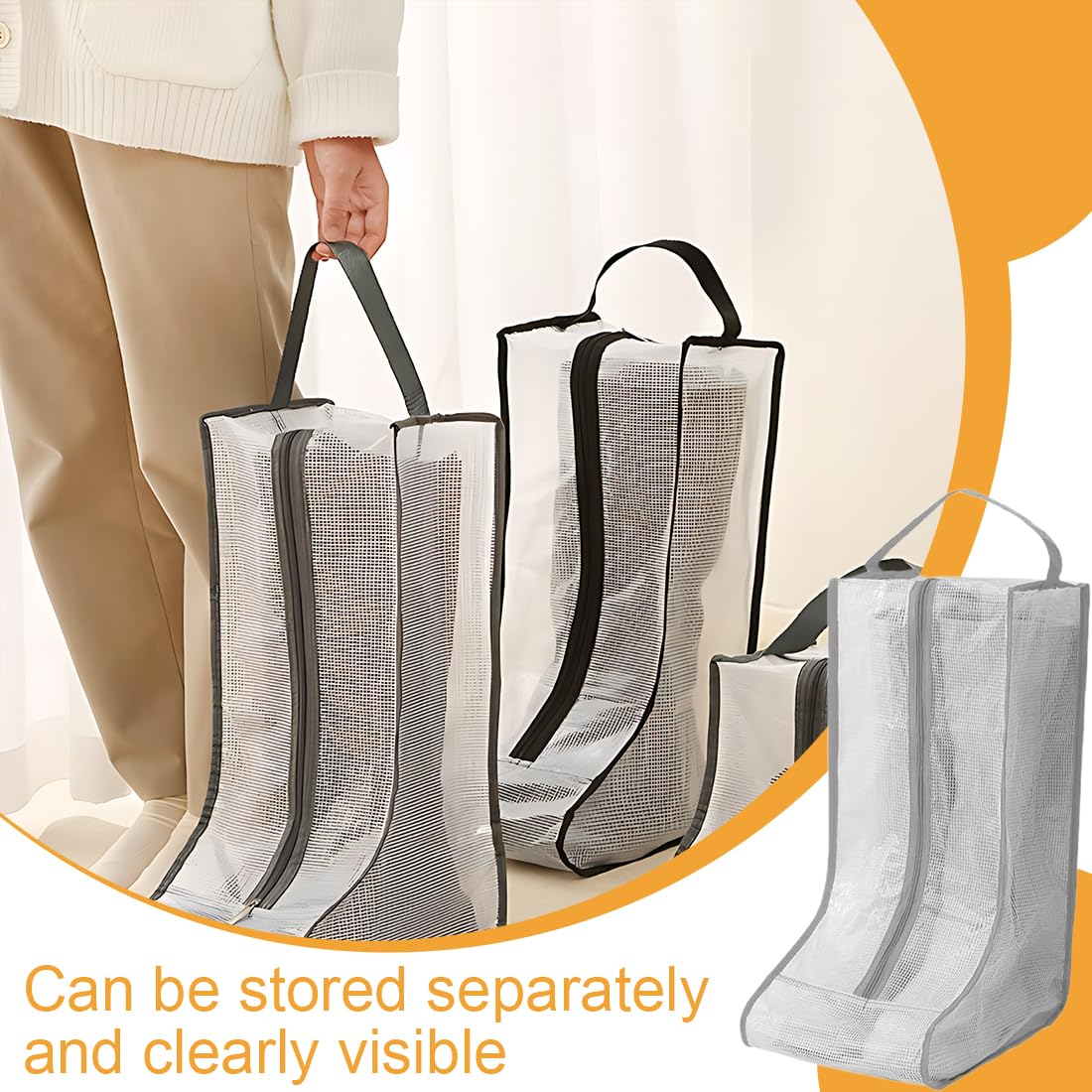Sac De Rangement Pour Bottes Hautes - Housse Anti-poussière Avec Fenêtre - Pour Maison Et Voyage