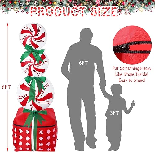 Miniatura 9 de Inflables de Navidad de 6 pies para decoración al aire libre, decoraciones de patio inflables de Navidad con luces LED integradas para exteriores,