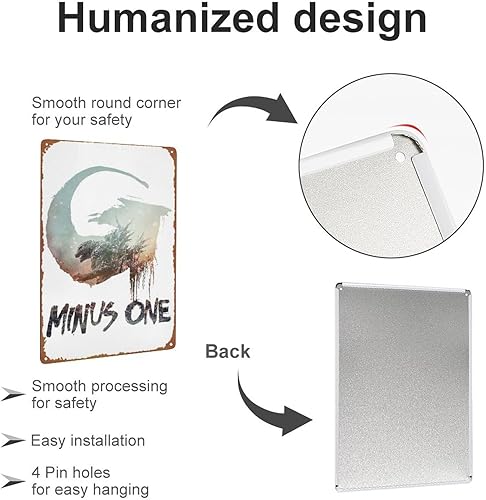 Miniatura 3 de Godzilla Minus One - Póster de la película de hojalata para cafetería, bar, decoración de pared para el hogar, letrero de metal retro de 8 x 12