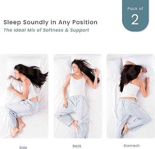 Miniatura 5 de Threadmill Juego de 2 almohadas de cama tamaño King  Almohada de cama refrescante alternativa de plumón para dormir  Almohadas firmes y suaves para