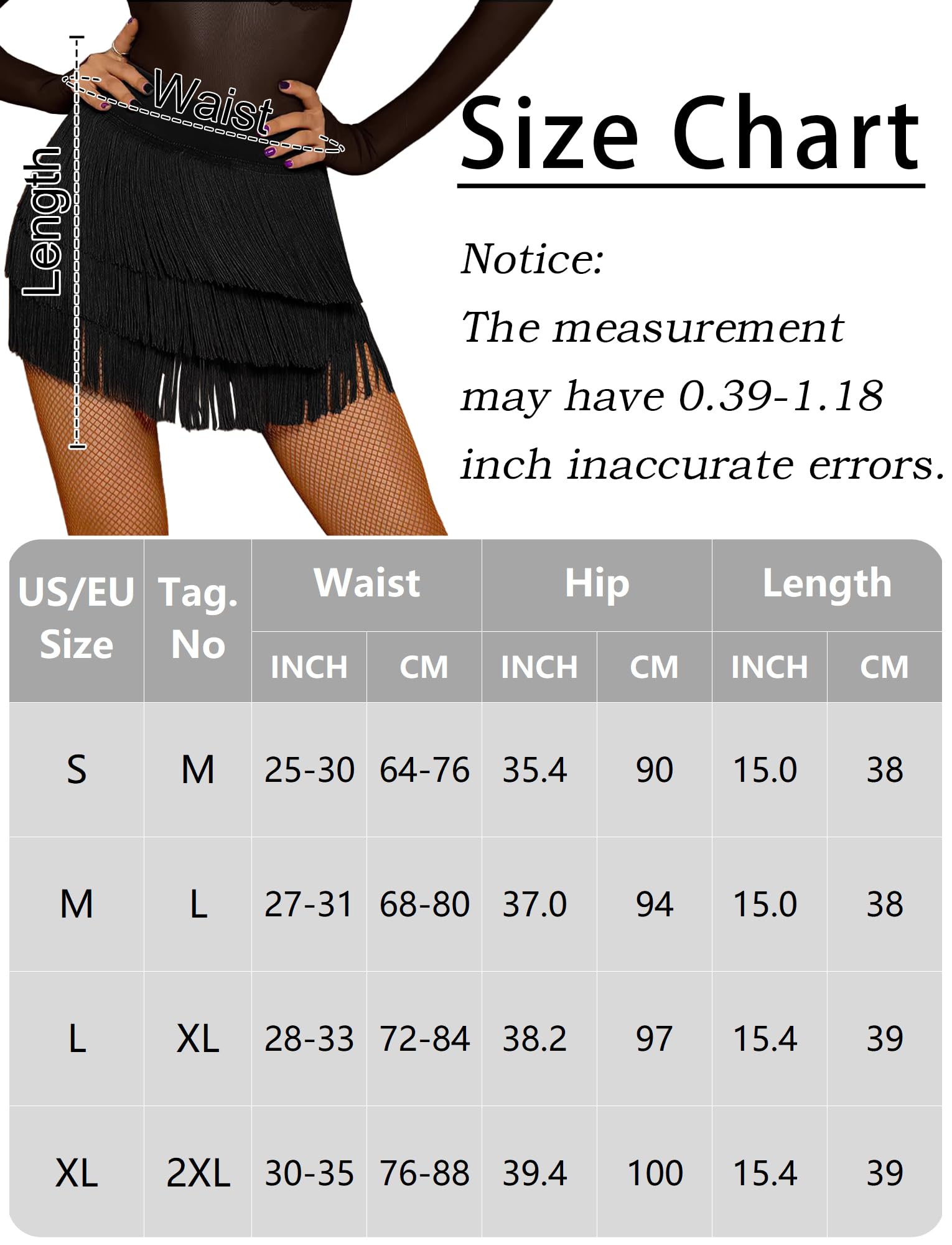 SEAUR Falda latina para mujer con flecos, falda de baile con pantalones cortos, tango rumba cha, cha, samba, entrenamiento, ropa de baile, longitud de la falda 38-39 cm - EU S-XL (Aisa M-2XL)