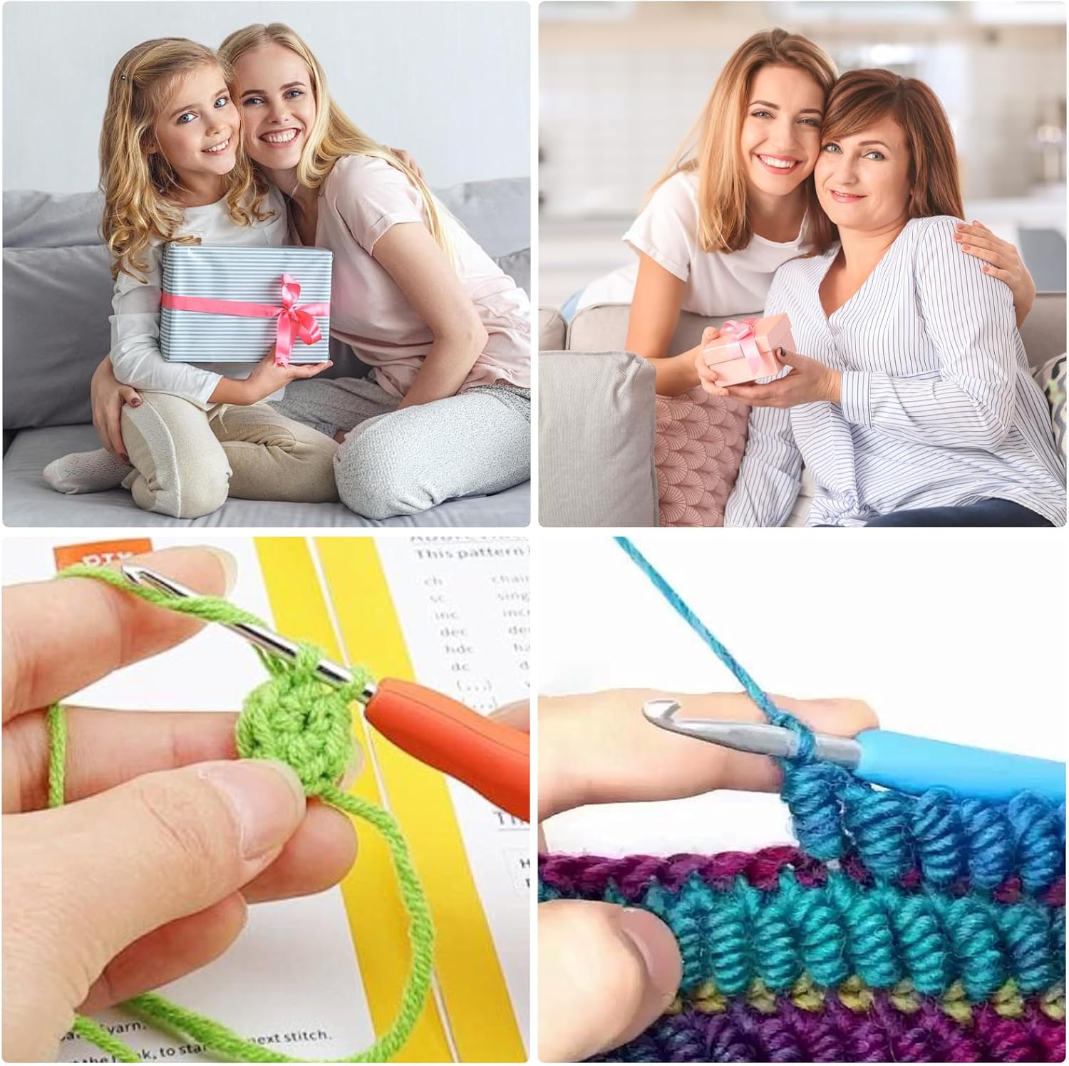 Crochet Hook Set 54 Pieces, 14 Sizes Crochet Set of 2-10 mm Soft Rubber Crochet Hooks Crochet Set with Ergonomic Handle Crochet Accessories Crochet Bag for Beginners and Experienced Crochet Lovers