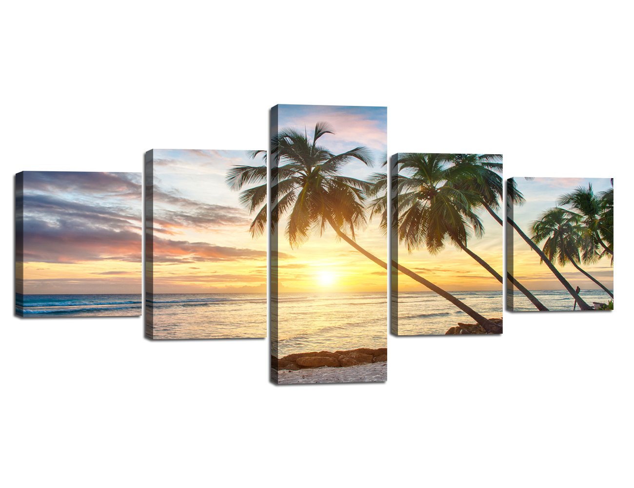 Amazon.co.jp: モダンビーチ絵画 美しい日没風景 海の絵 フレーム枠