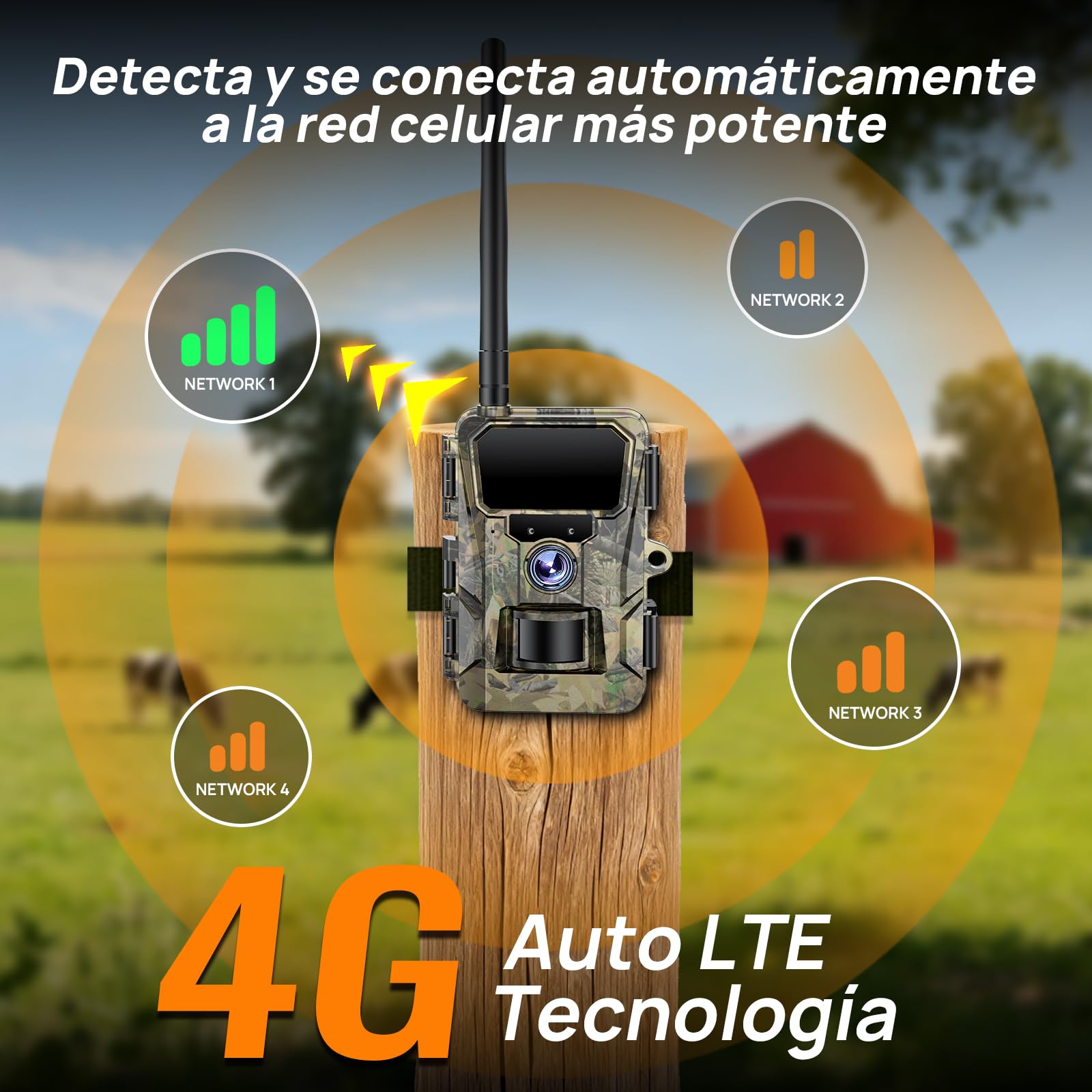 iZEEKER 2 en 1 Solar Cámara de Caza 4G LTE con SIM y Micro SD Karte 64GB, HD 48MP Fototrampeo Nocturna con App, Batería Recargable de 5200mAh, Detección Movimiento, IP66 Impermeable, Sin Wi-Fi