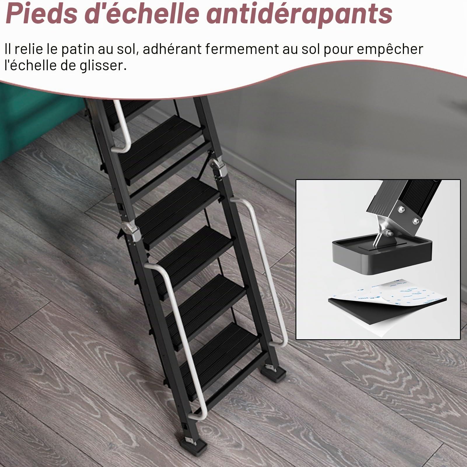Escalier Escamotable Échelle de Lucarne Noir Mat Design Pliable, Échelles Pliantes pour Accès au Toit, Marches de Sortie de Secours pour Puits de Grenier(9 Steps L-2.75m/9.0ft)