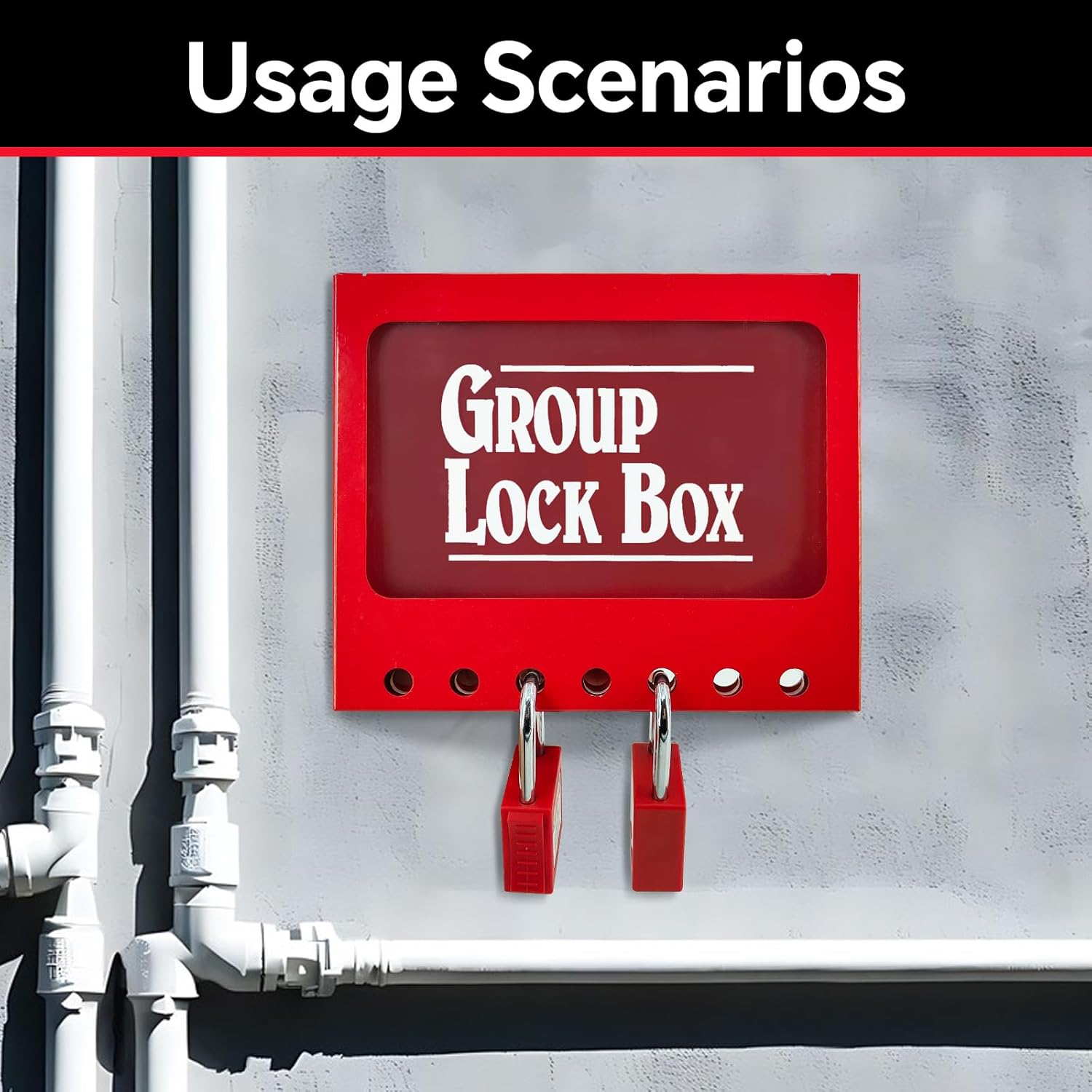 Lockout Tagout Lock Box Portable Group Box Kit Safety Padlock Box 1Pack for Lock Out Tag Out Station Red
