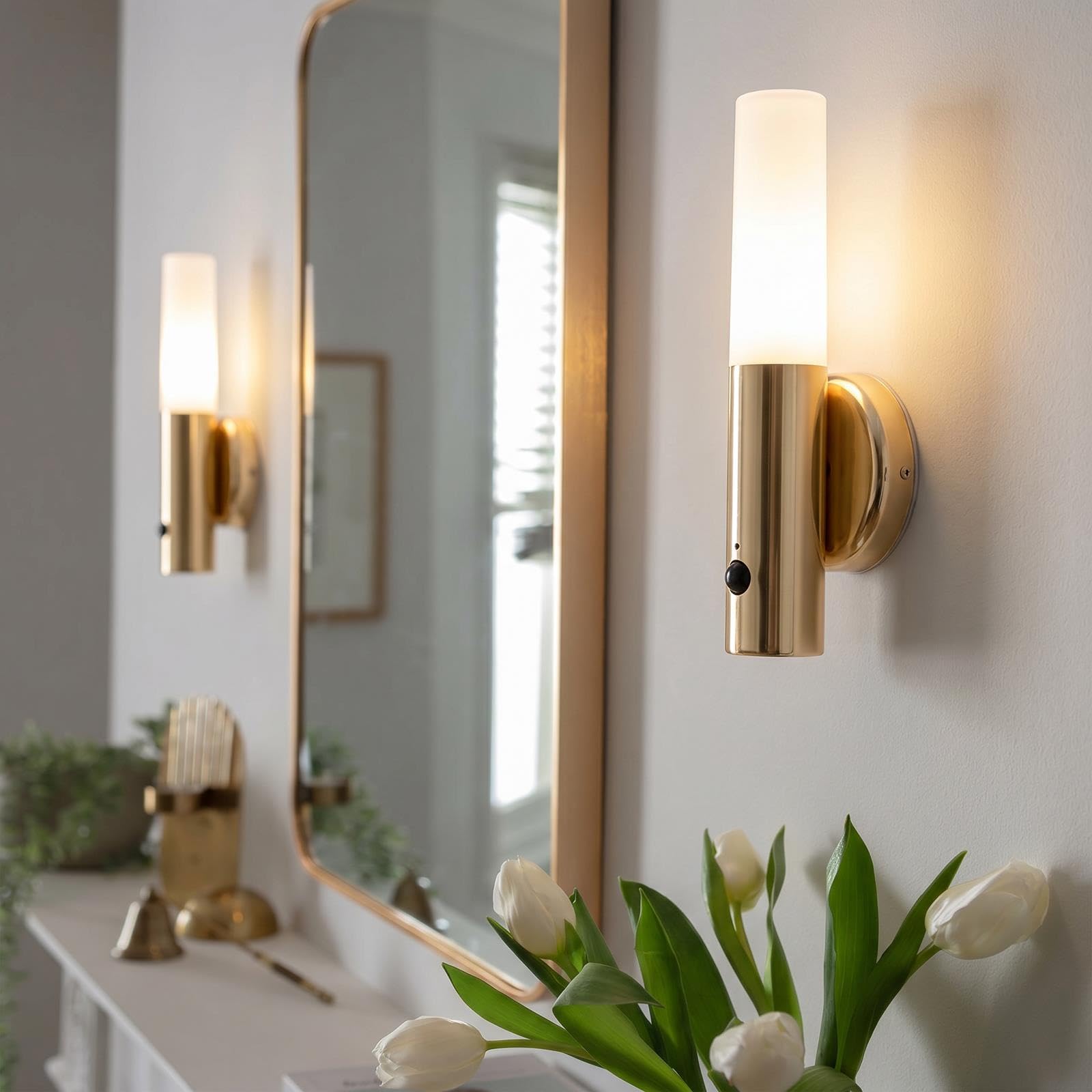 OHS Rechargeable Wall Lights LED Motion Sensor Lights Indoor 2 Pack, Gold