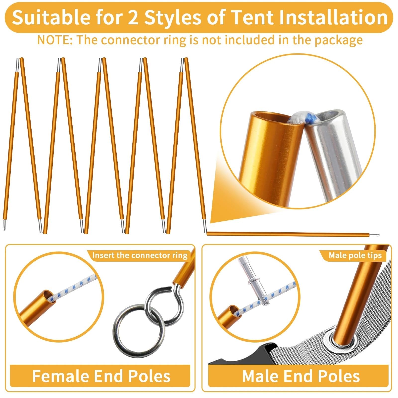 Zeltstangen 1 Stück/2 Stück Zeltstange aus Aluminiumlegierung, 4,30 m/3,6 m, Camping-Stützstangen, Ersatzzubehör for Wandermarkisen