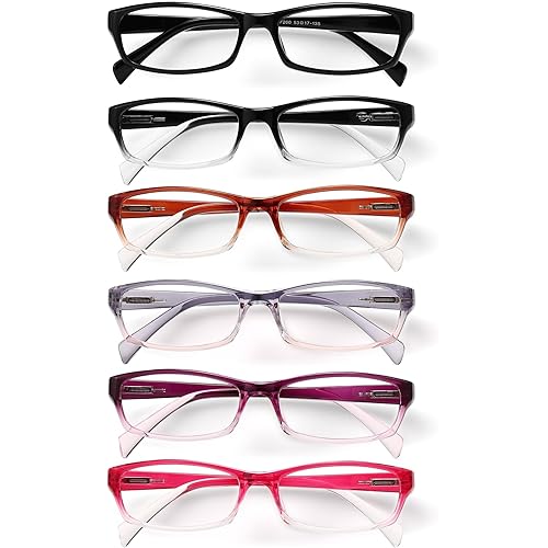 Gaoye Reading Glasses for Women, 6 pack Fashion Readers for Women Men Spring Hinge Eye Glasses, Blue Light Reading Glasses