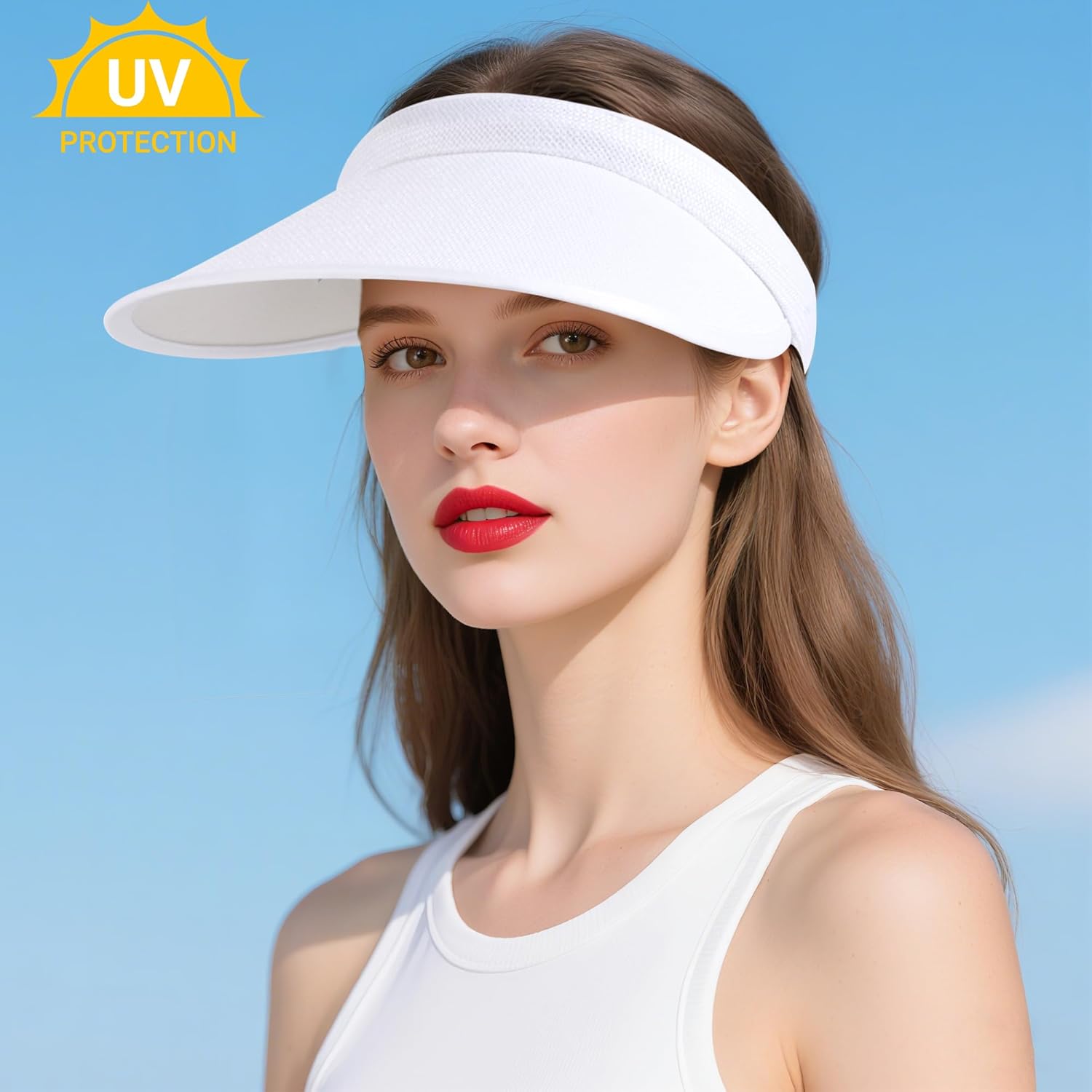 Dxhycc 3 Pack Sun Visor Hats for Women Men Clip On Wide Brim Visors Outdoor Golf Beach Tennis Cap - Image 6